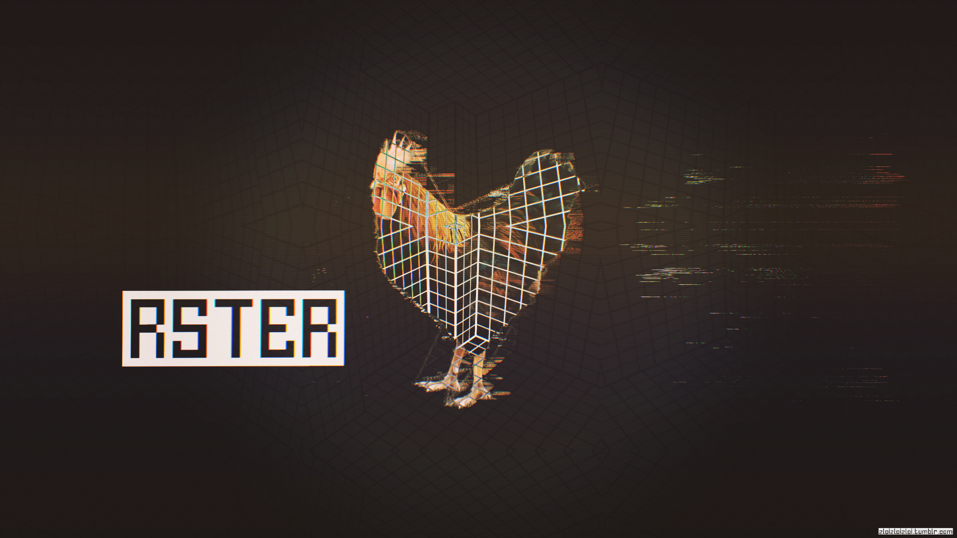 Glitch Art Abstract Rooster 1920x1080