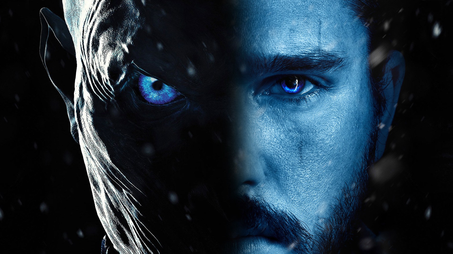 Game Of Thrones TV Jon Snow Blue Eyes Face White Walker Blue Cyan 1920x1080
