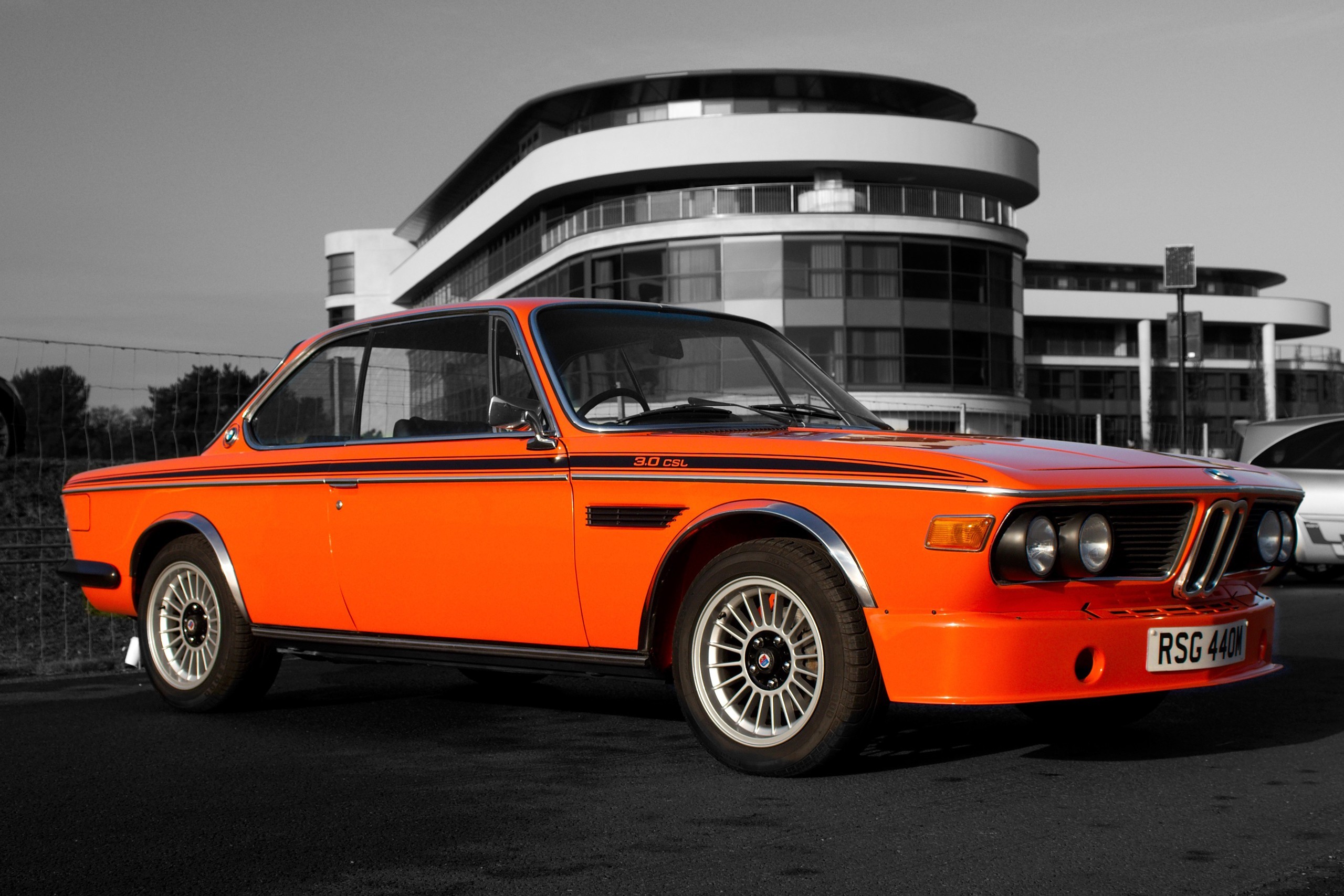 Car BMW Vehicle Numbers Selective Coloring Orange Cars BMW E9 2560x1707