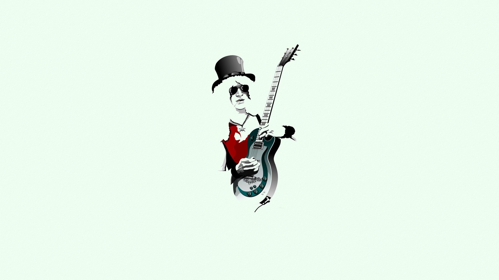 Digital Art Musician Simple Background Men Music Guitar Top Hat Sunglasses Slash Guns N Roses Guitar 1920x1080