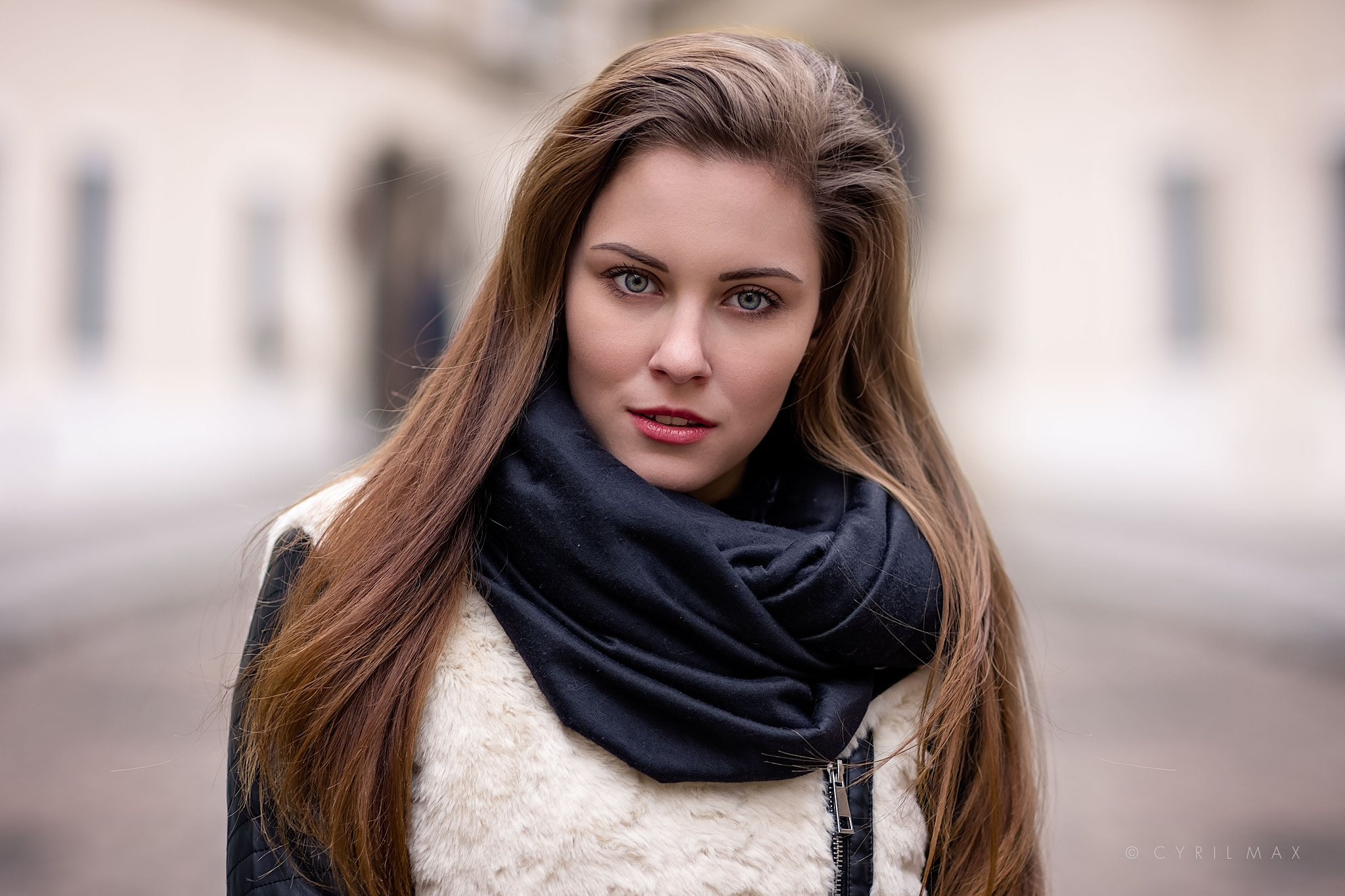 Women Brunette Blue Eyes Open Mouth Looking At Viewer Scarf Cyril Max Bokeh Jacket Women Outdoors Lo 2048x1365