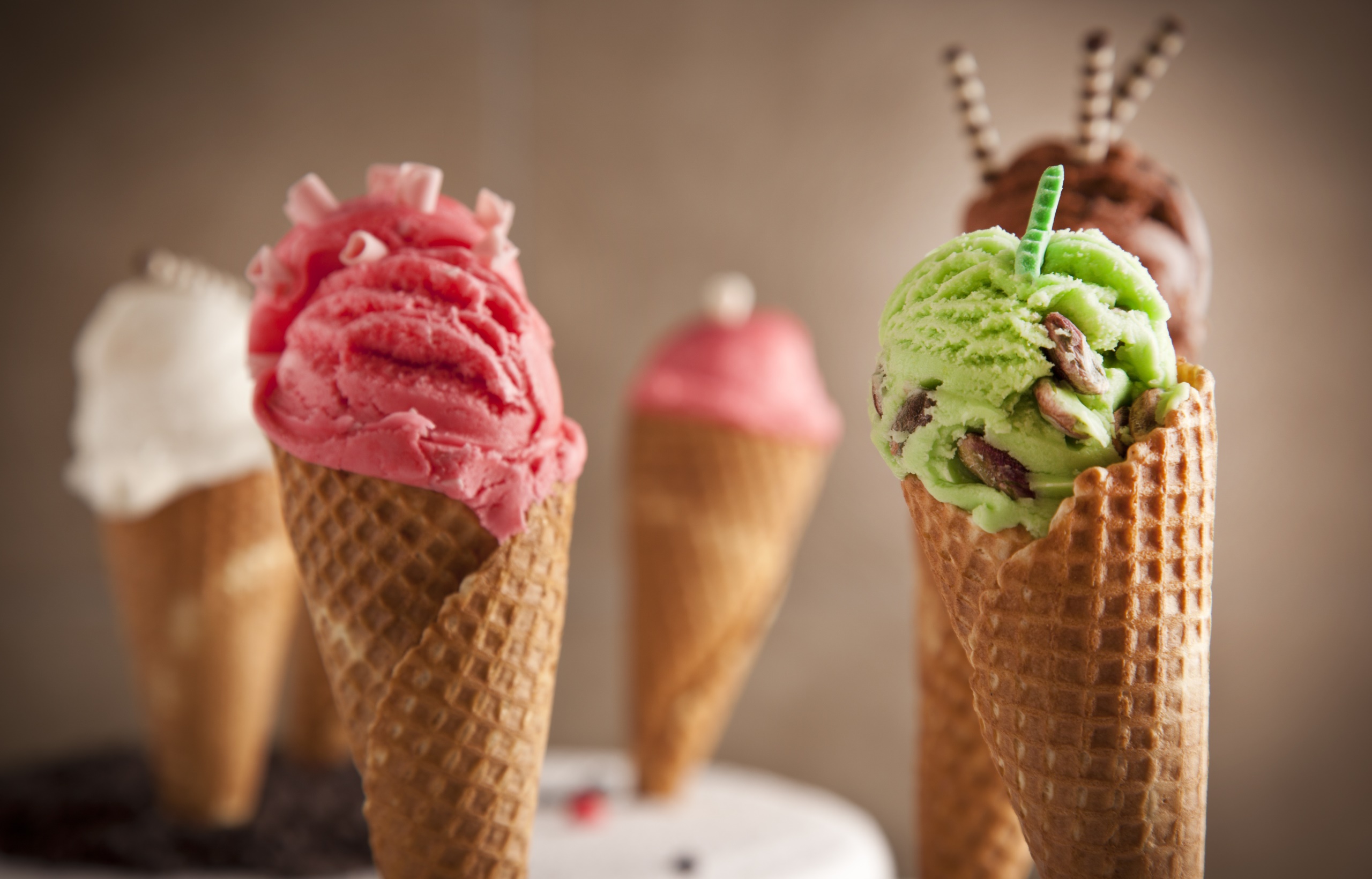 Ice Cream Sweets Food Waffles Macro 2560x1640