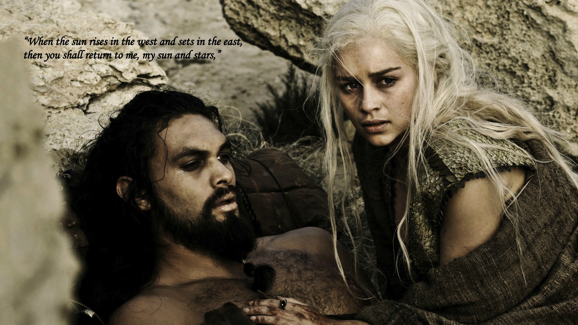 Drogo Game Of Thrones Daenerys Targaryen Emilia Clarke Jason Momoa 1920x1080