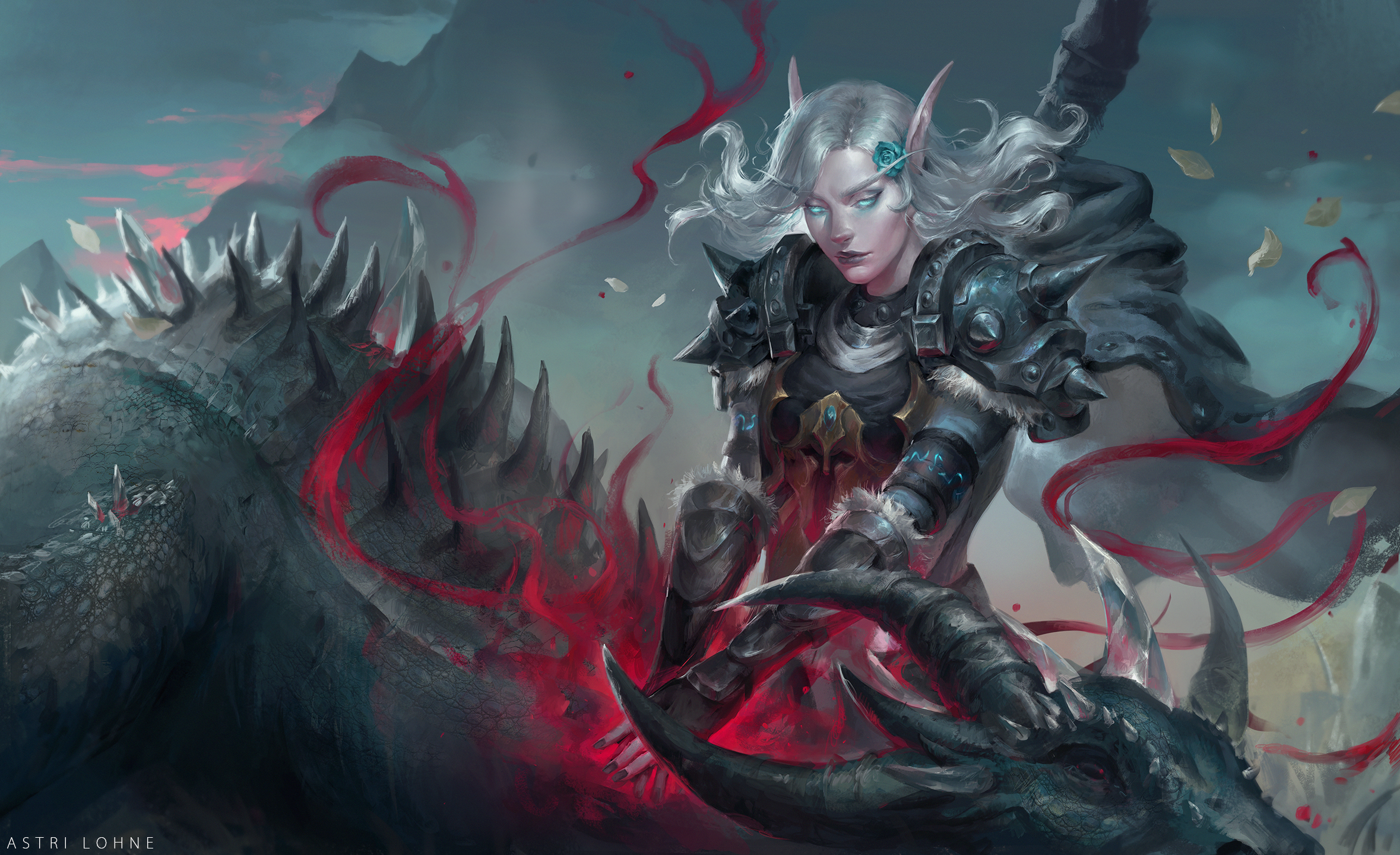 Digital Art Artwork Video Games Women White Hair Fantasy Art World Of Warcraft Death Knight Elves Po 2358x1440