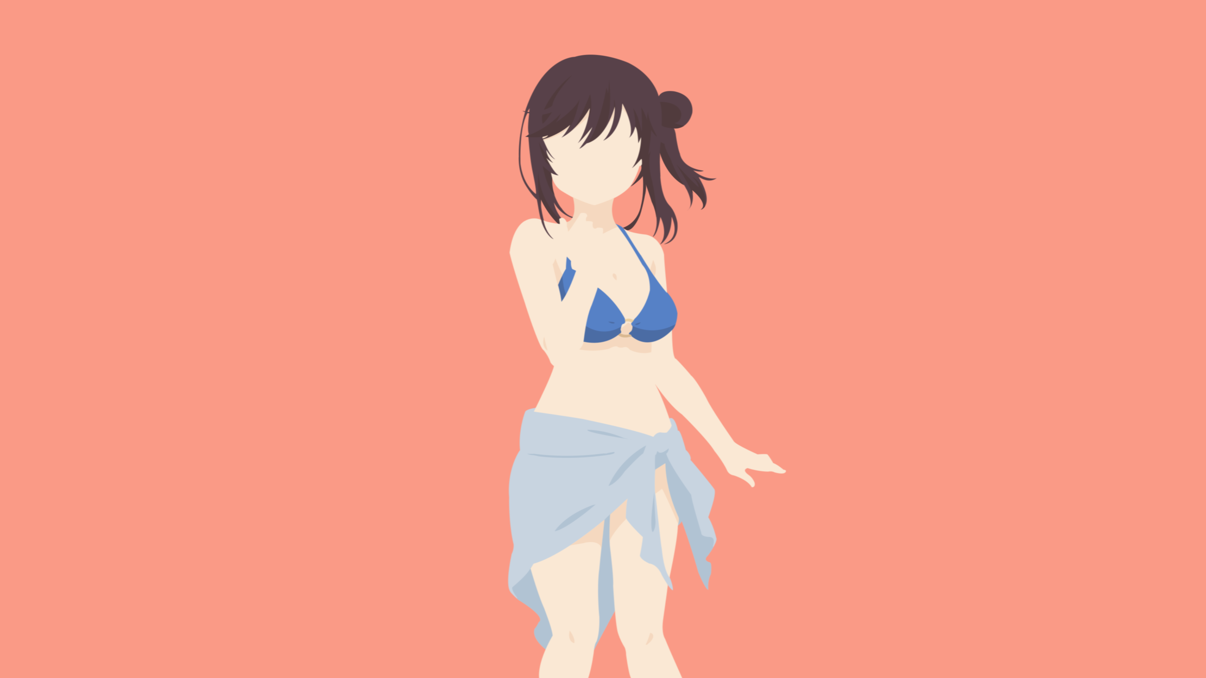 Non Non Biyori Minimalist Hotaru Ichijou Anime Girl Bikini Brown Hair 3840x2160