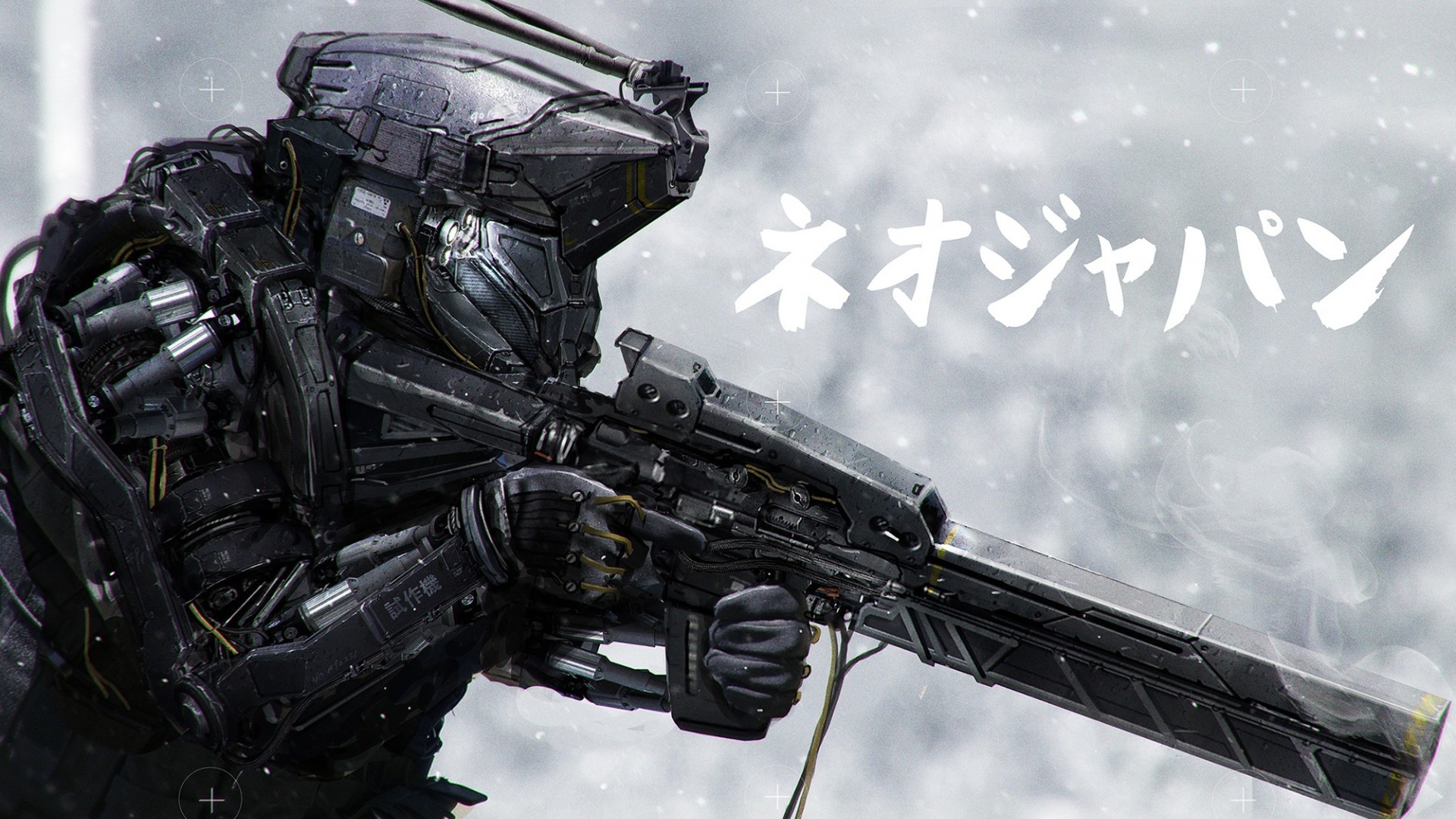 Futuristic Military Digital Art Gun Soldier Artwork Artwork Robot Cyborg Soldier Futuristic Neo Japa 1920x1080