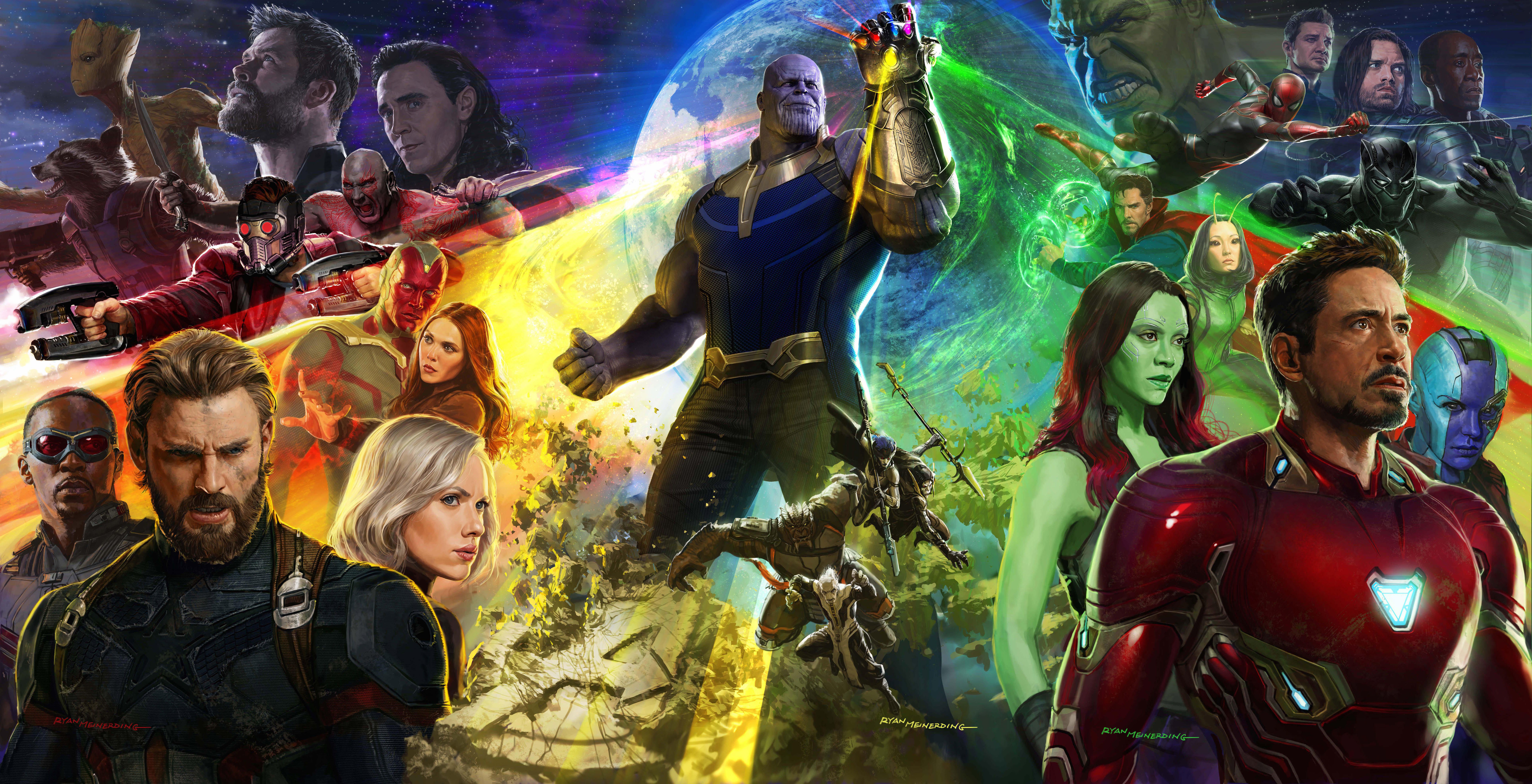 Avengers Infinity War Movies Marvel Cinematic Universe Thanos Iron Man Captain America Gamora Black  6000x3071