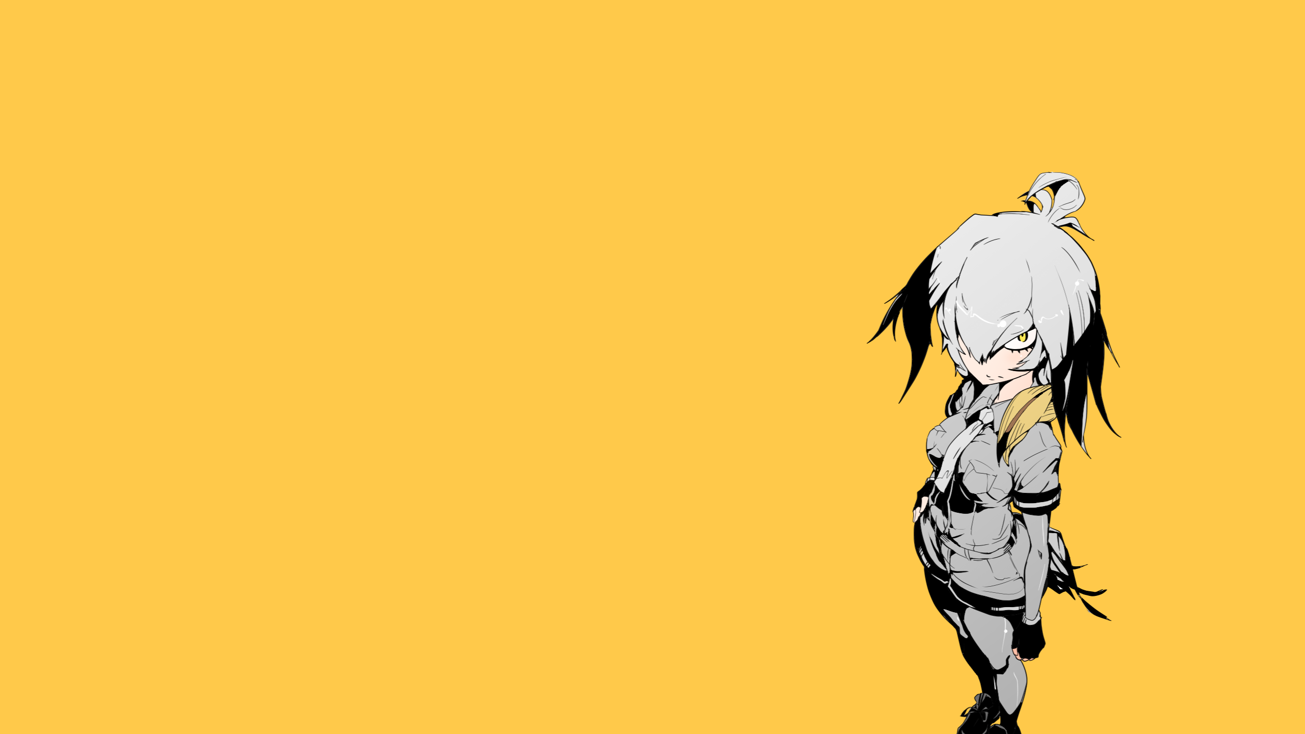 Anime Anime Girls Kemono Friends Animal Ears Yellow Background Shoebill Kemono Friends 2560x1440