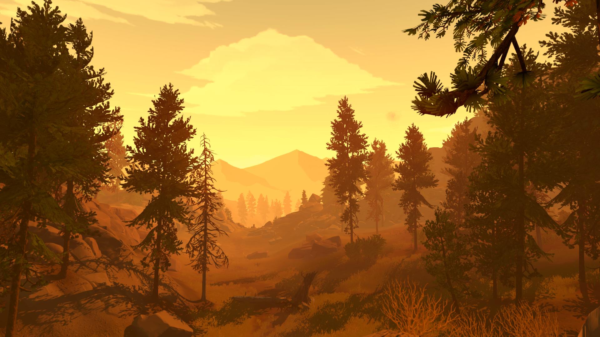 Firewatch Forest Yellow Orange Color Tree 1920x1080
