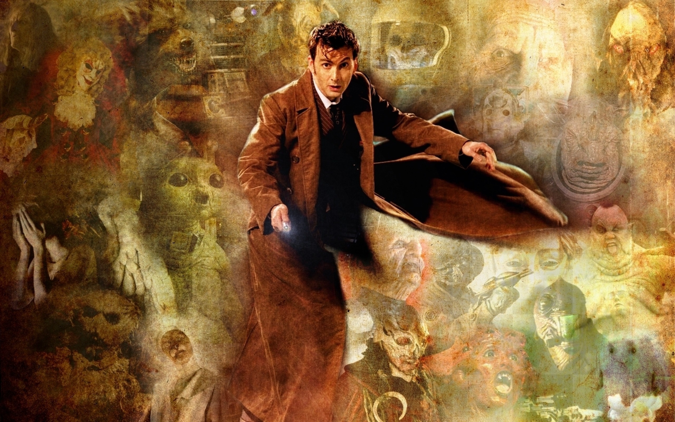 Doctor Who The Doctor TARDiS David Tennant Tenth Doctor Weeping Angels Daleks Davros 2560x1600