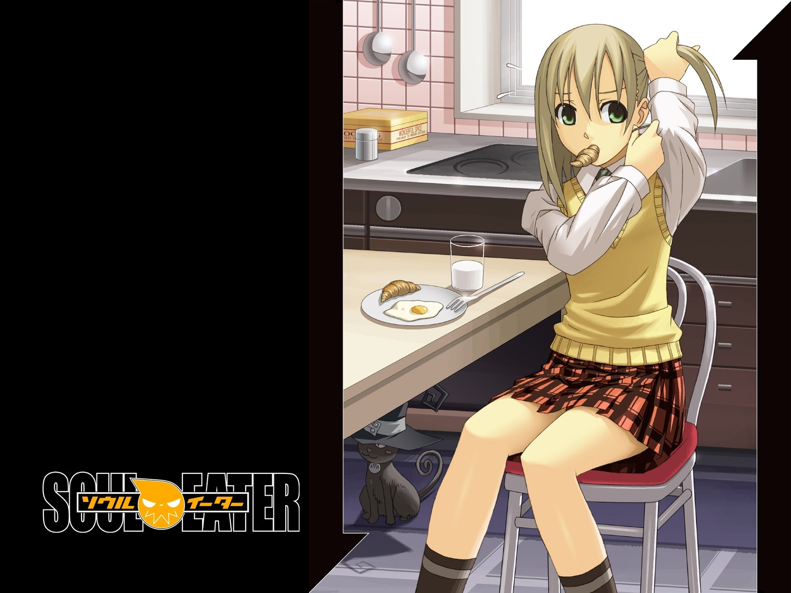 Soul Eater Anime Girls Maka Albarn Blair Food Kitchen Chair Anime Eggs 1600x1200