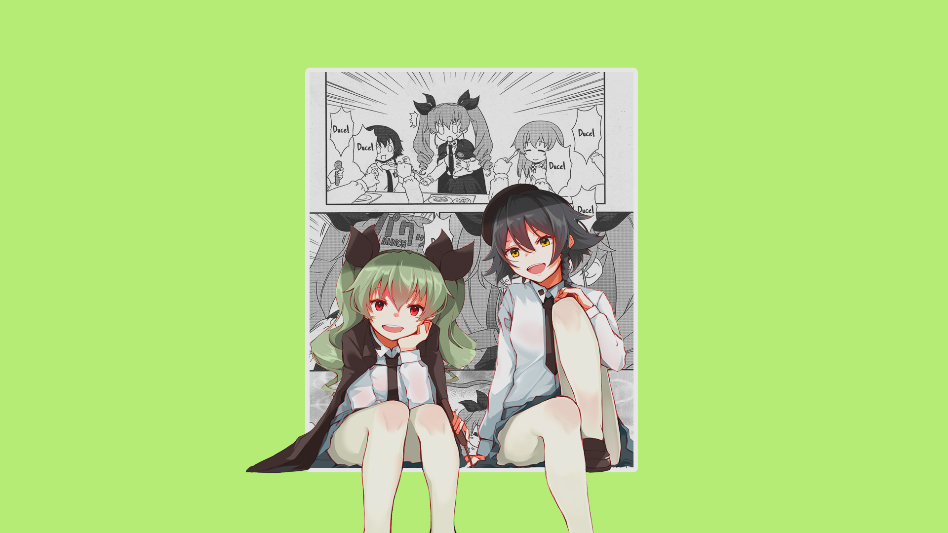 Anime Anime Girls Girls Und Panzer Anchovy Girls Und Panzer Pepperoni Girls Und Panzer Simple Backgr 1920x1080