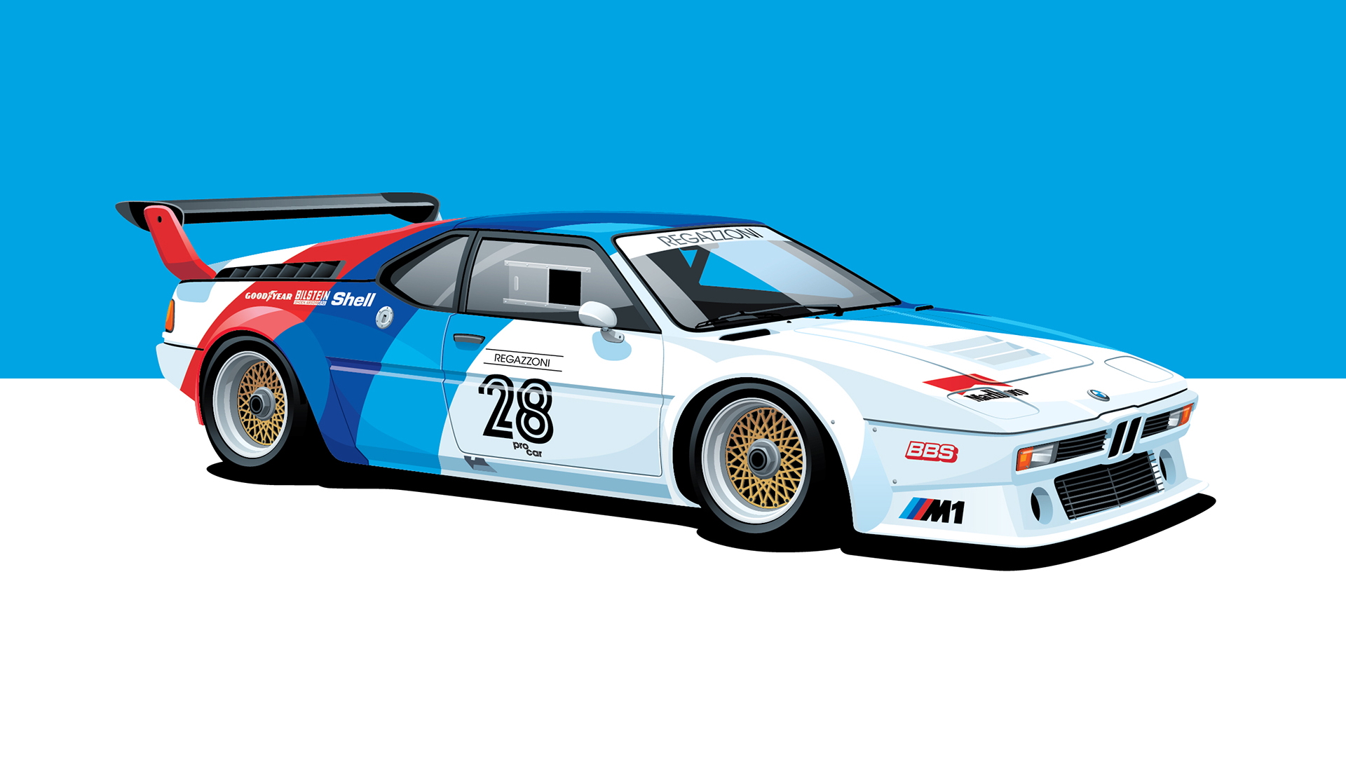 Bmw M1 Procar Race Cars Car Poster Pop Up Headlights 1920x1080