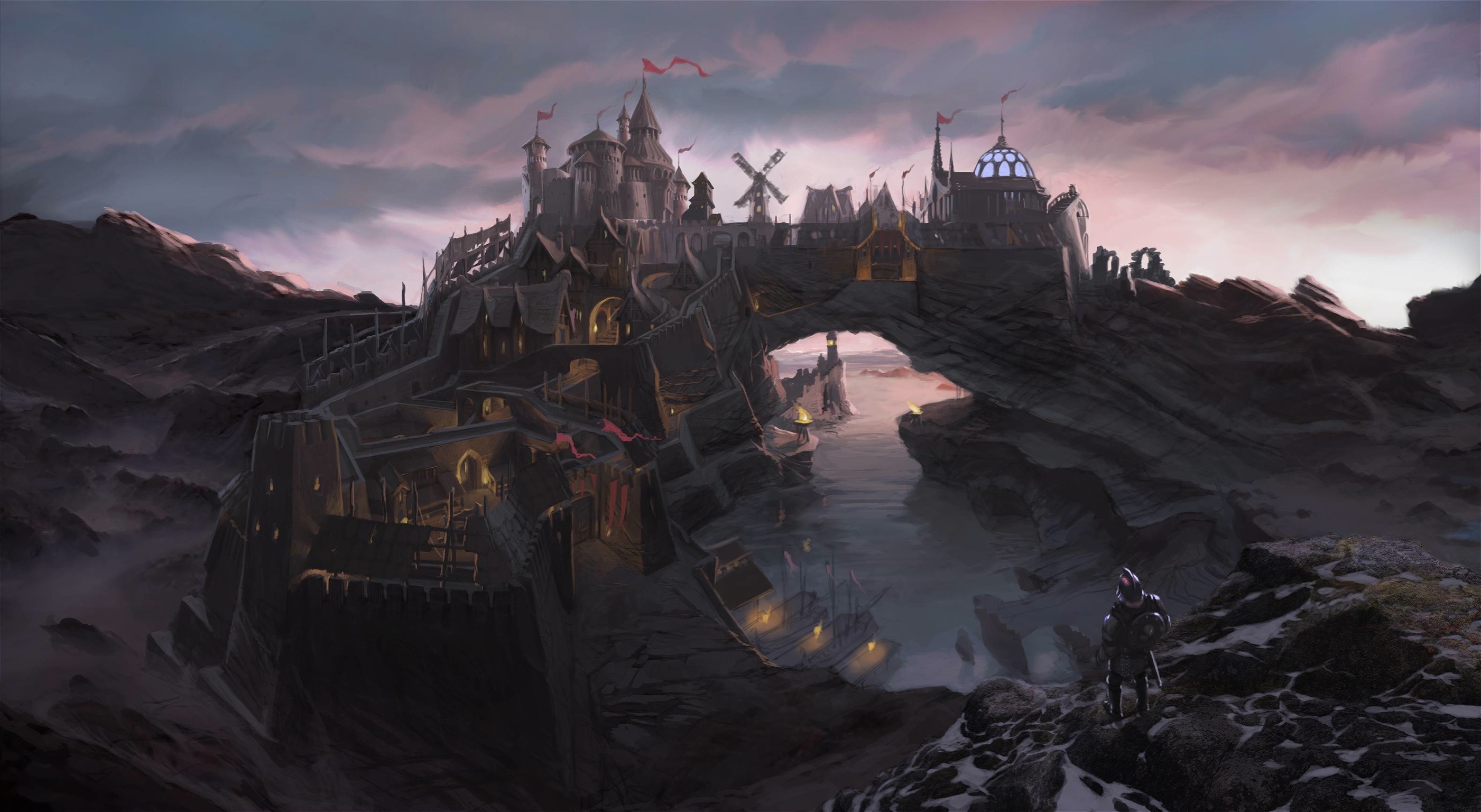 The Elder Scrolls V Skyrim Concept Art The Elder Scrolls Artwork Dovakhiin Dragonborn Fantasy City F 2802x1536