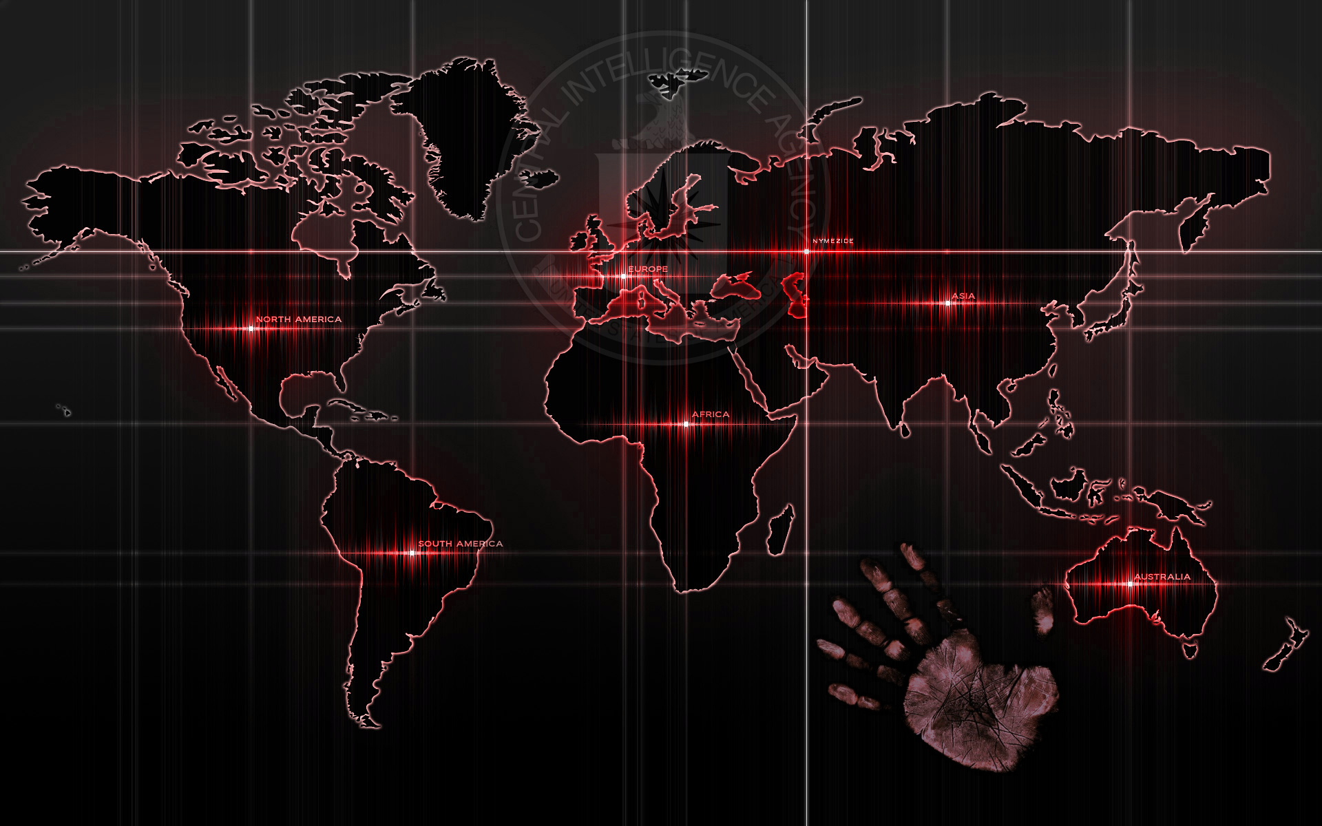 Handprints Map Technology Streaks World 1920x1200