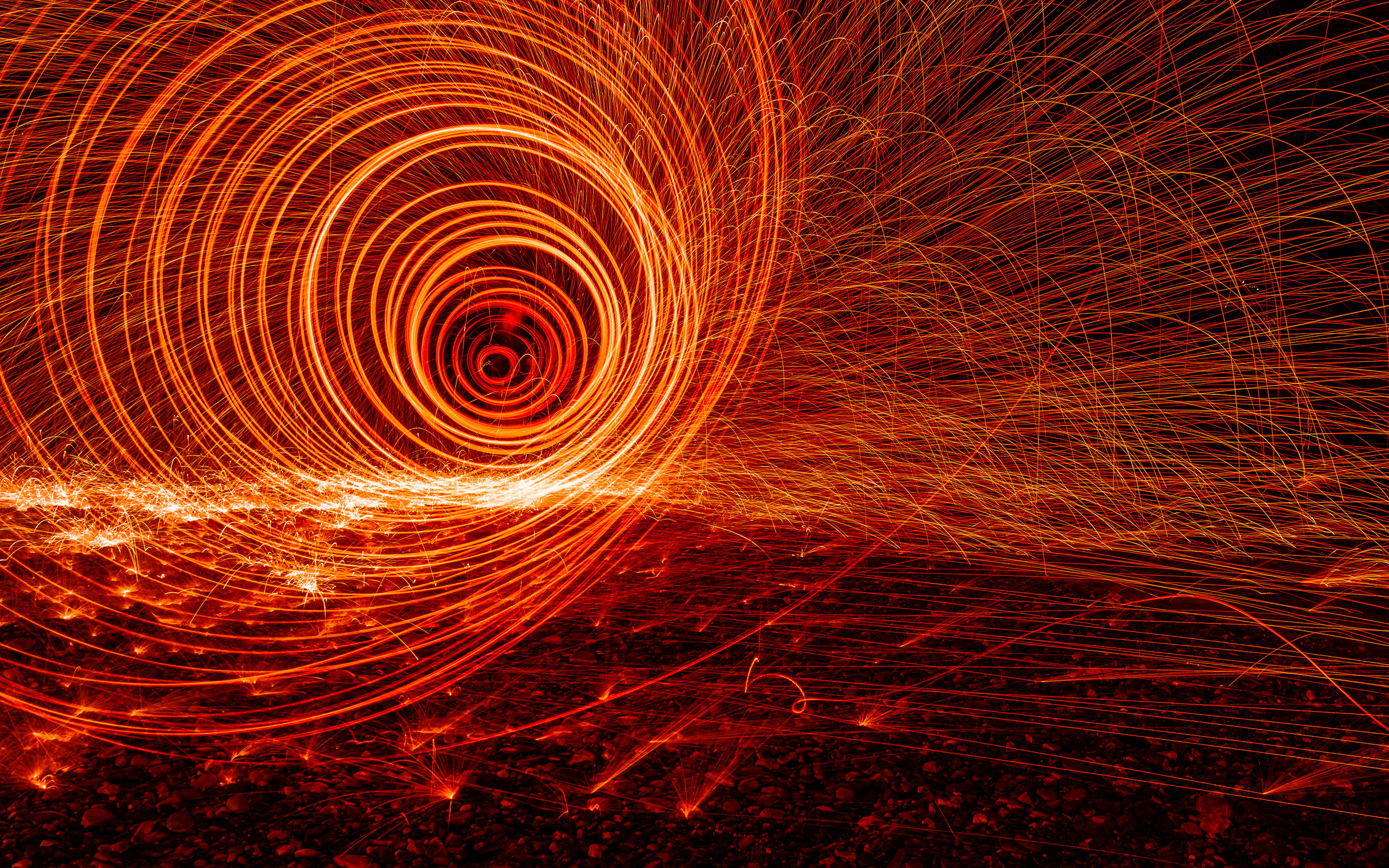 Spiral Vortex Lights Abstract Long Exposure Sparks Heat Streaks Light Painting 2560x1600