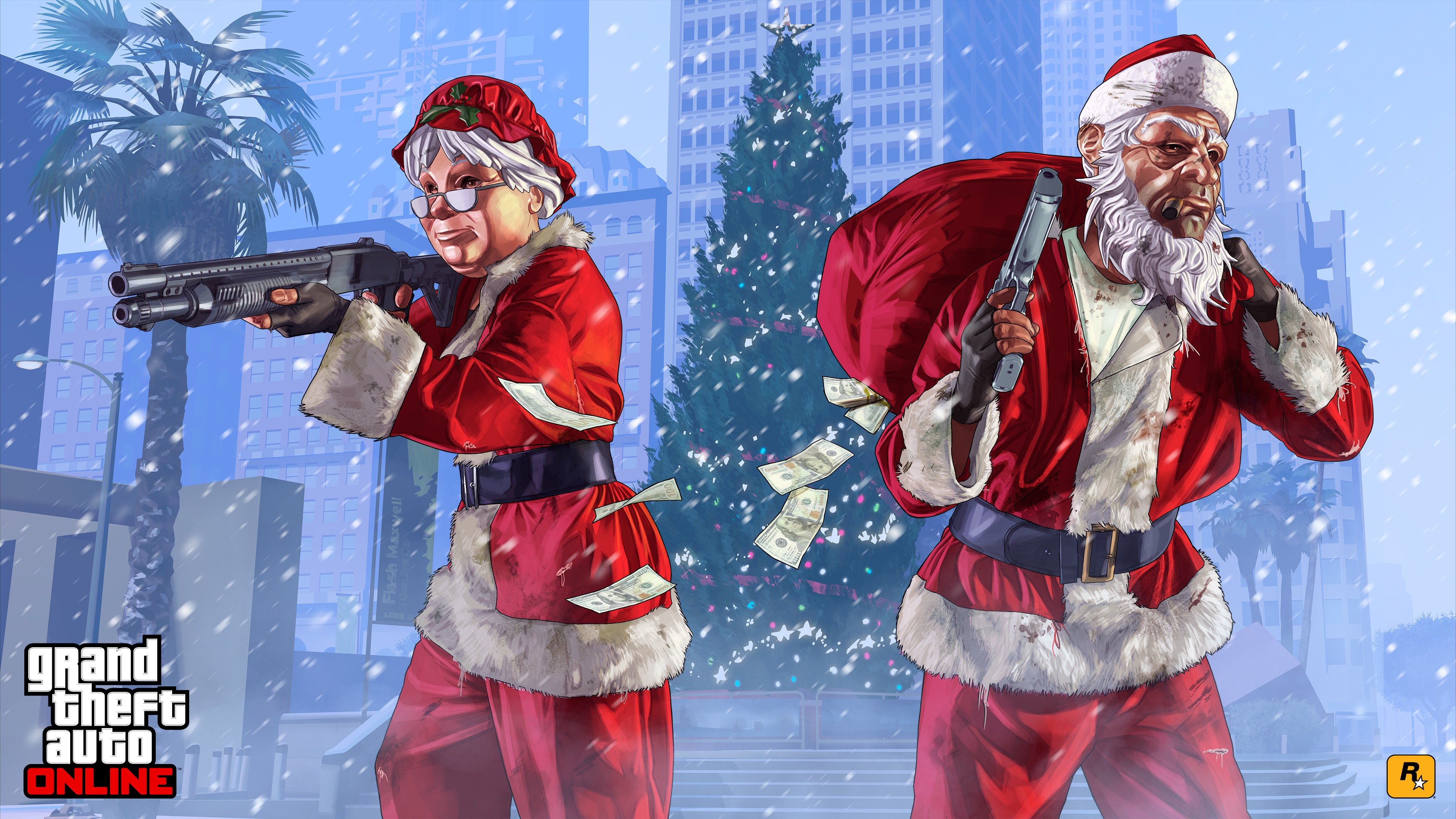 Grand Theft Auto V Grand Theft Auto V Online Santa Claus Gun Weapon Face Mask Rockstar Games 3840x2160