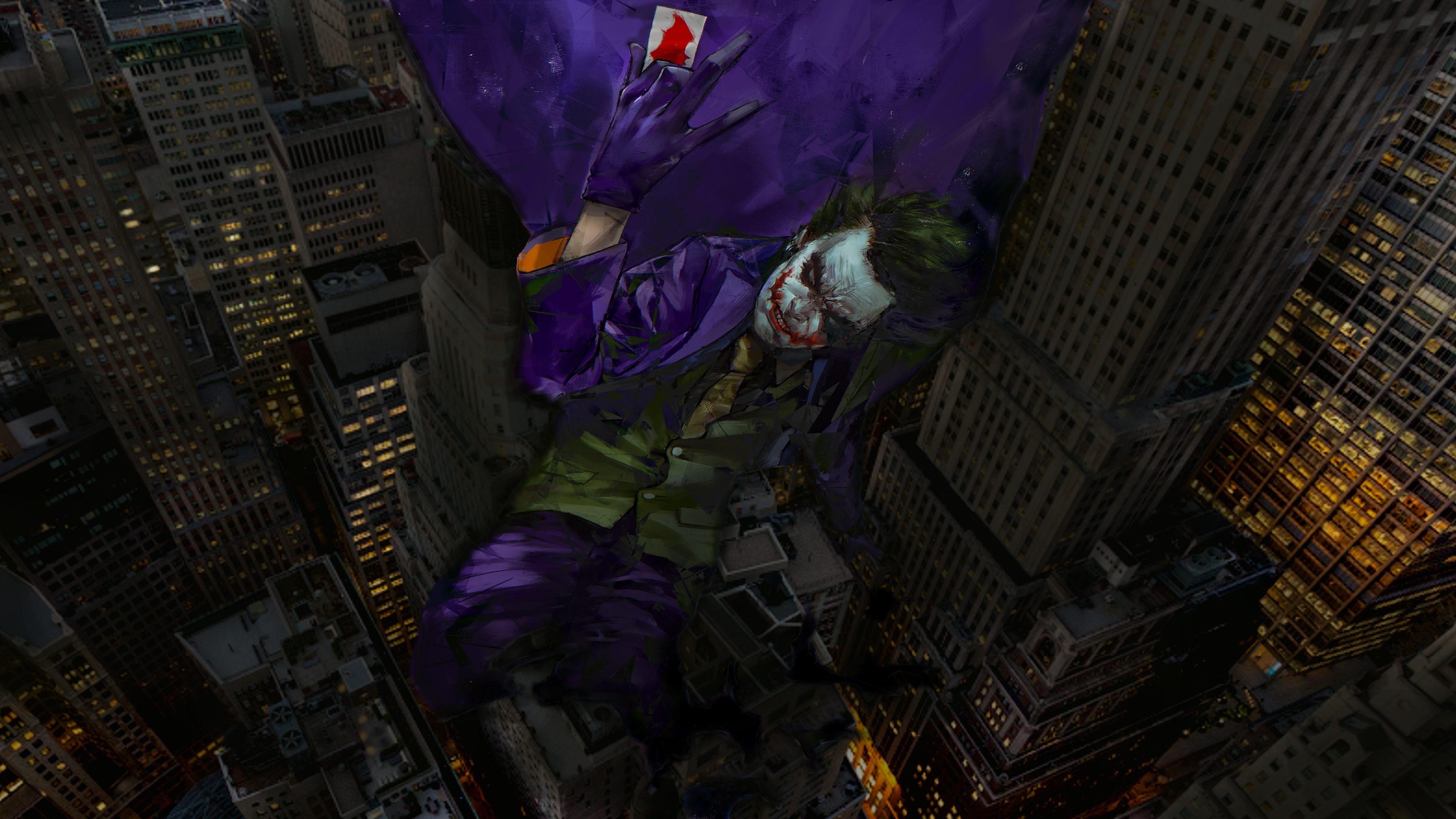 Digital Art Artwork Batman Dark Knight Trilogy Comics Night City Urban Cityscape Flying Movies Joker 3840x2160