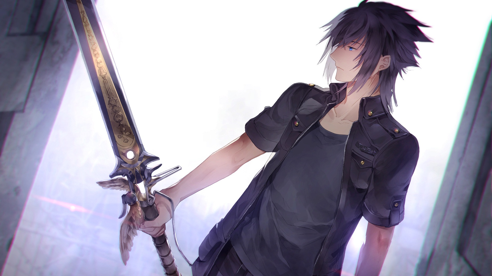 Final Fantasy Noctis Video Games Black Hair Men Anime Final Fantasy XV Digital Art Artwork 1920x1080