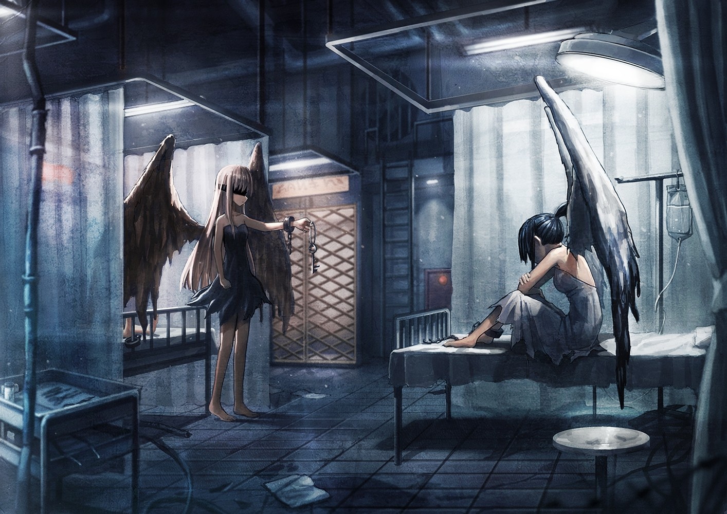 Angel Hospital Anime Girls Wings 1414x1000