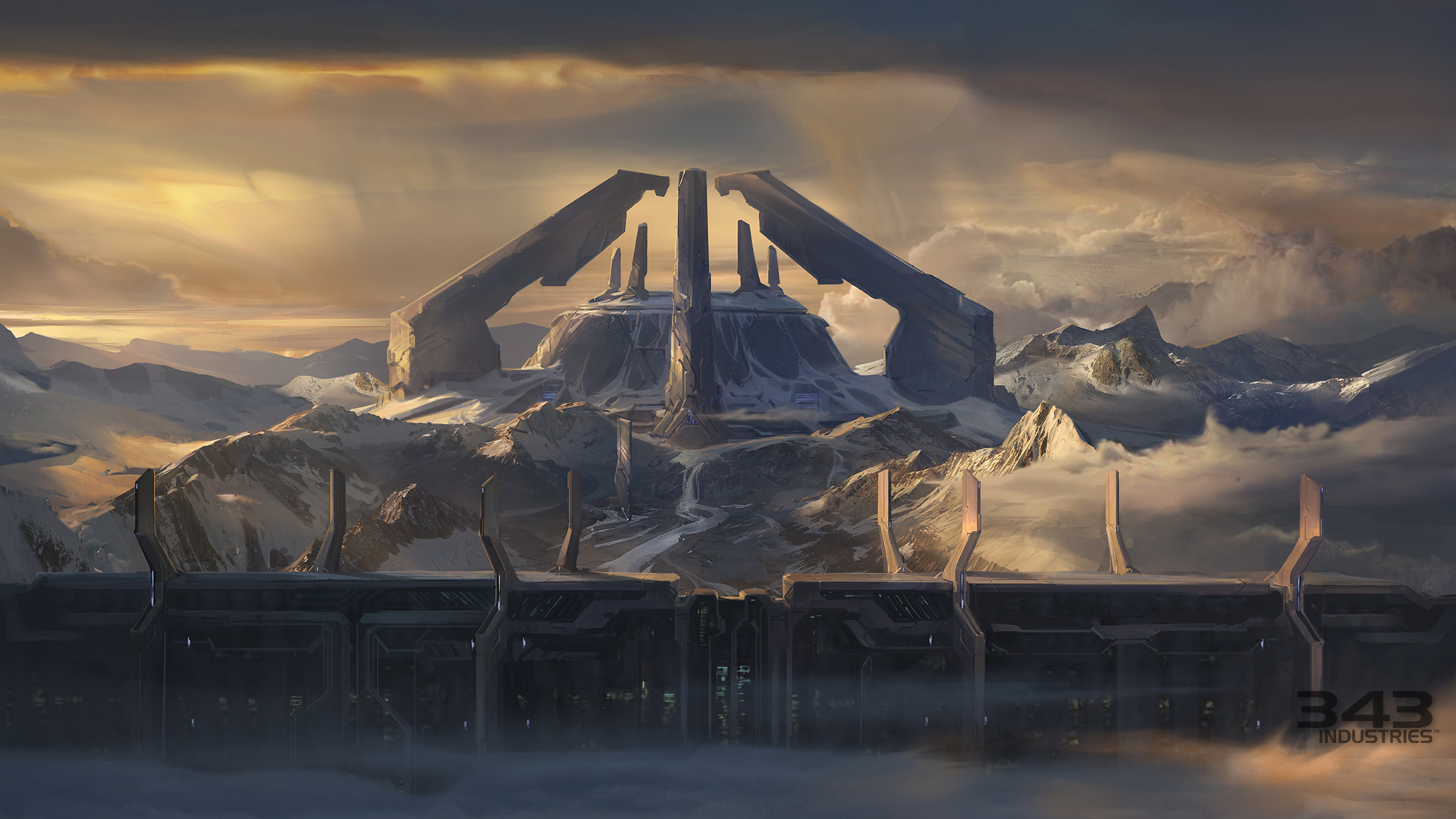 Video Games Game Art Halo Science Fiction Forerunner Futuristic City Snow Landscape Winter Digital A 1920x1080