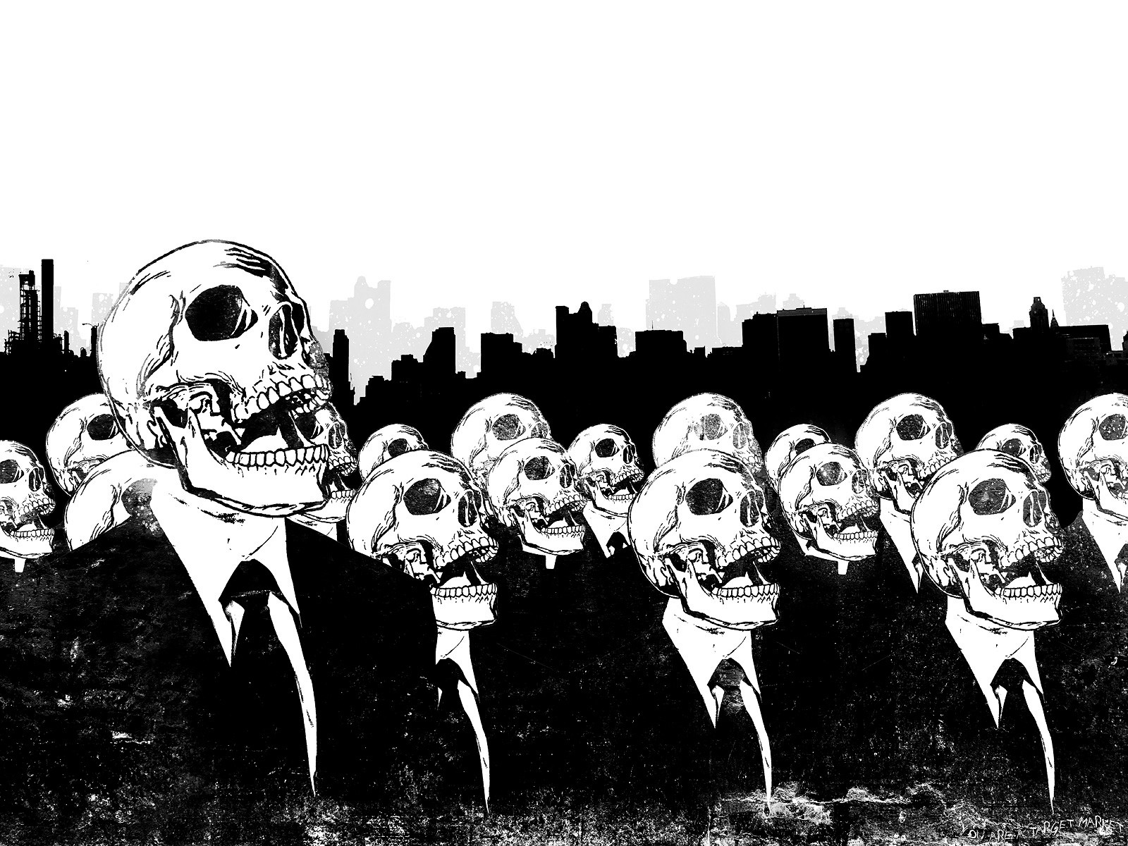 Alex Cherry Suits Artwork Monochrome Skull Grunge Artwork Monochrome Alex Cherry Suits Skyline Digit 1600x1200