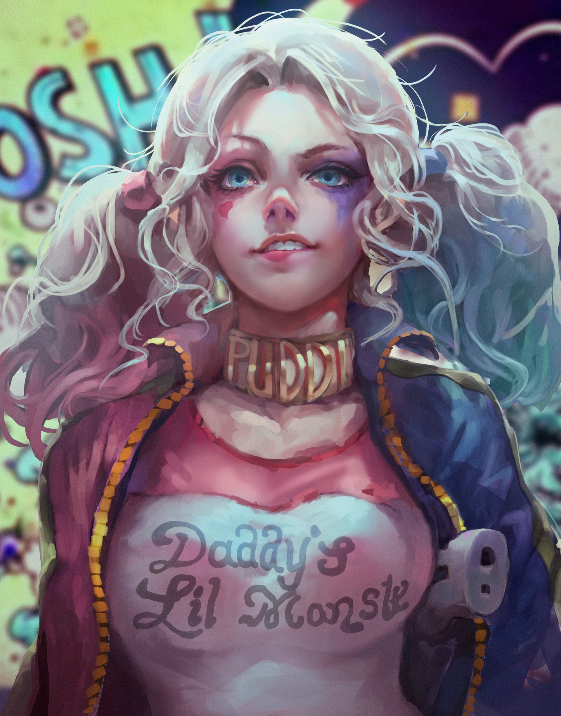 Harley Quinn Quinn Blonde Long Hair Face 1920x2452