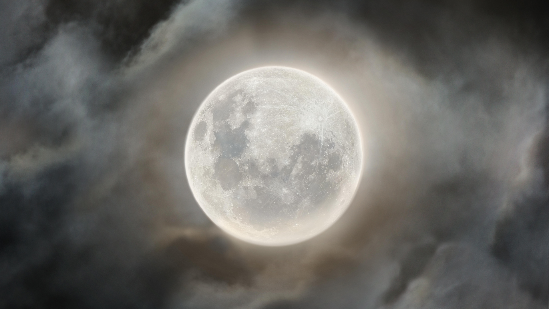 Photography Moon Moonlight Moon Phases Night Clouds White 1920x1080