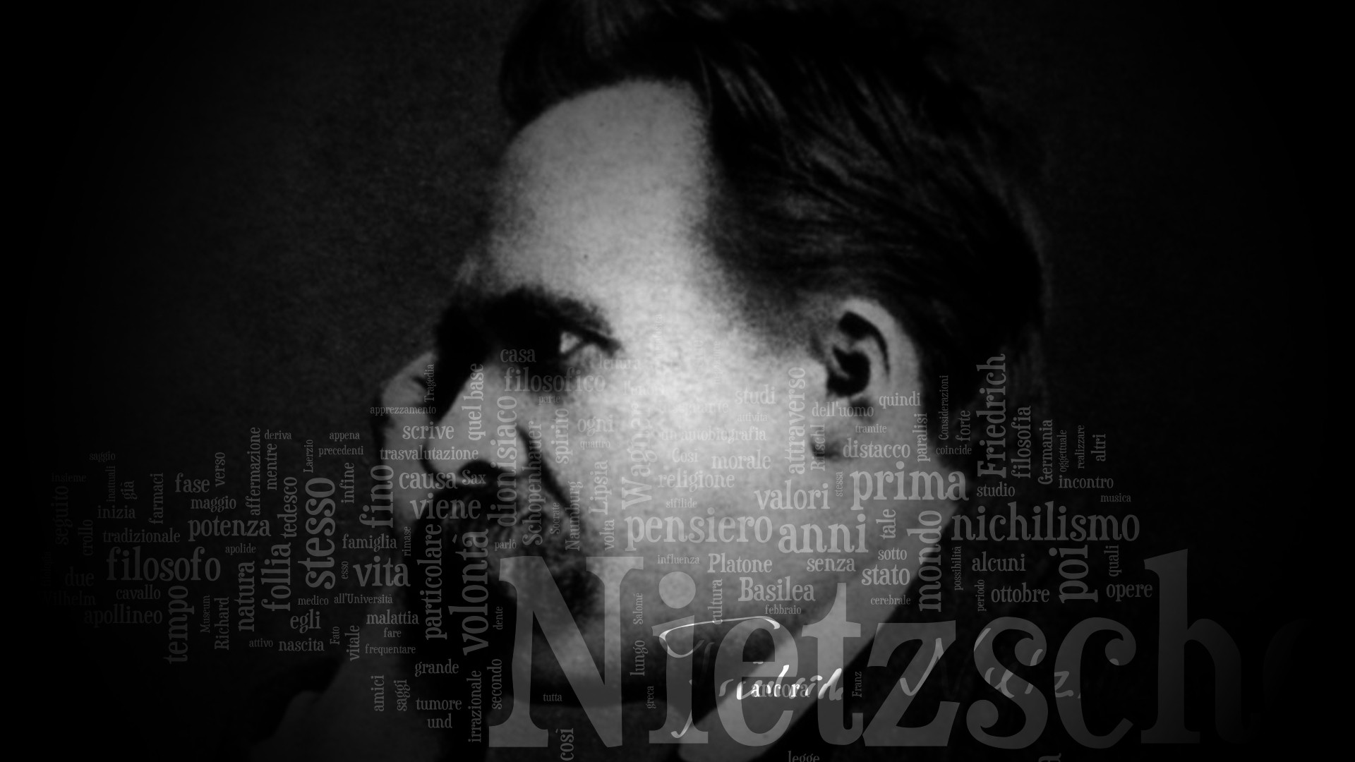 Philosophy Friedrich Nietzsche Typography Monochrome Men Black 1920x1080