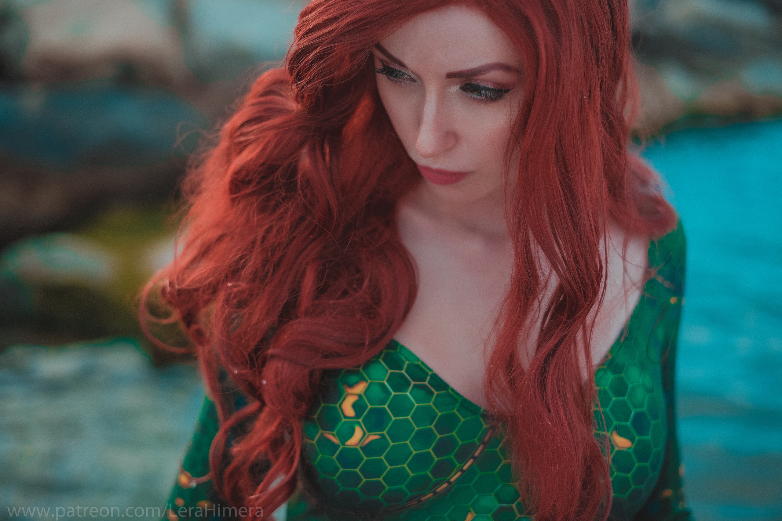 Valery Himera Women Model Cosplay Redhead Mera Aquaman DC Comics Long Hair Wavy Hair Looking Away Ma 2560x1707
