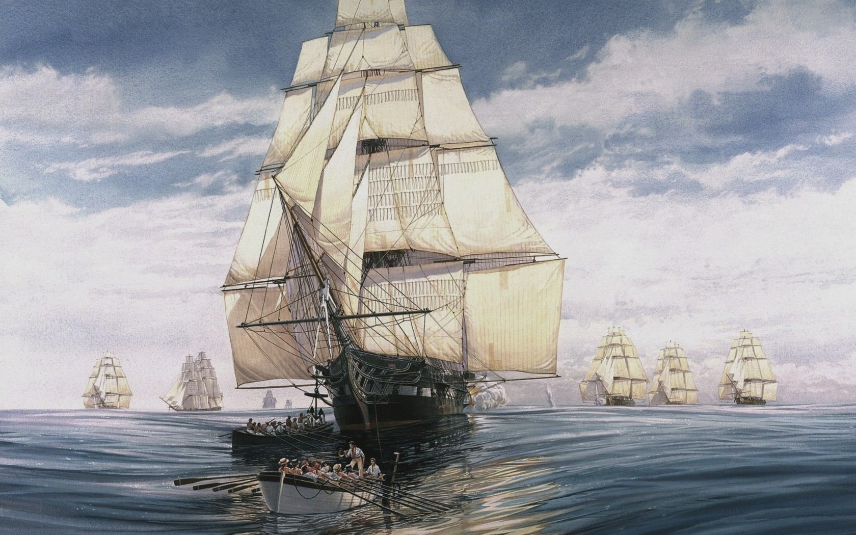 Sailing Ship Frigates Artwork Men Painting 1680x1050