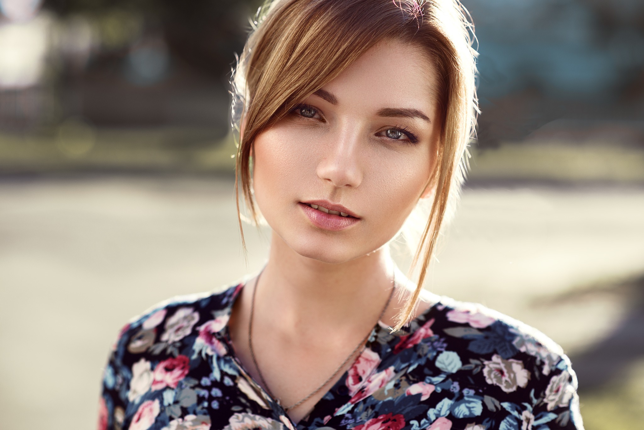 Maks Kuzin Women Model Looking At Viewer Blonde Face Portrait Eyes Depth Of Field Sunlight Straight  2048x1367