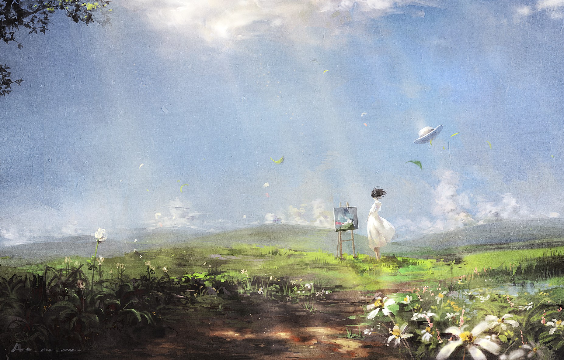 The Wind Rises Studio Ghibli Artwork Flowers Sunlight Painting Anime Anime Girls Anime 1854x1186