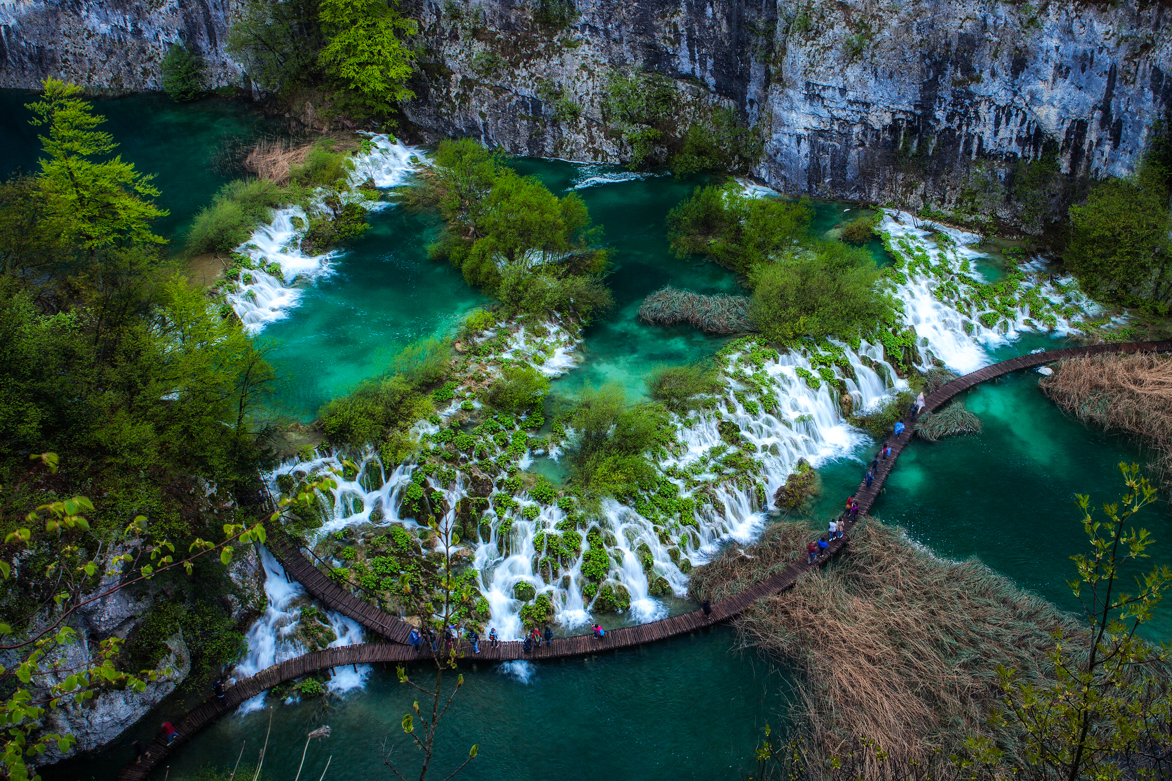 Earth Waterfall Plitvice Lake National Park Walkway 2400x1600