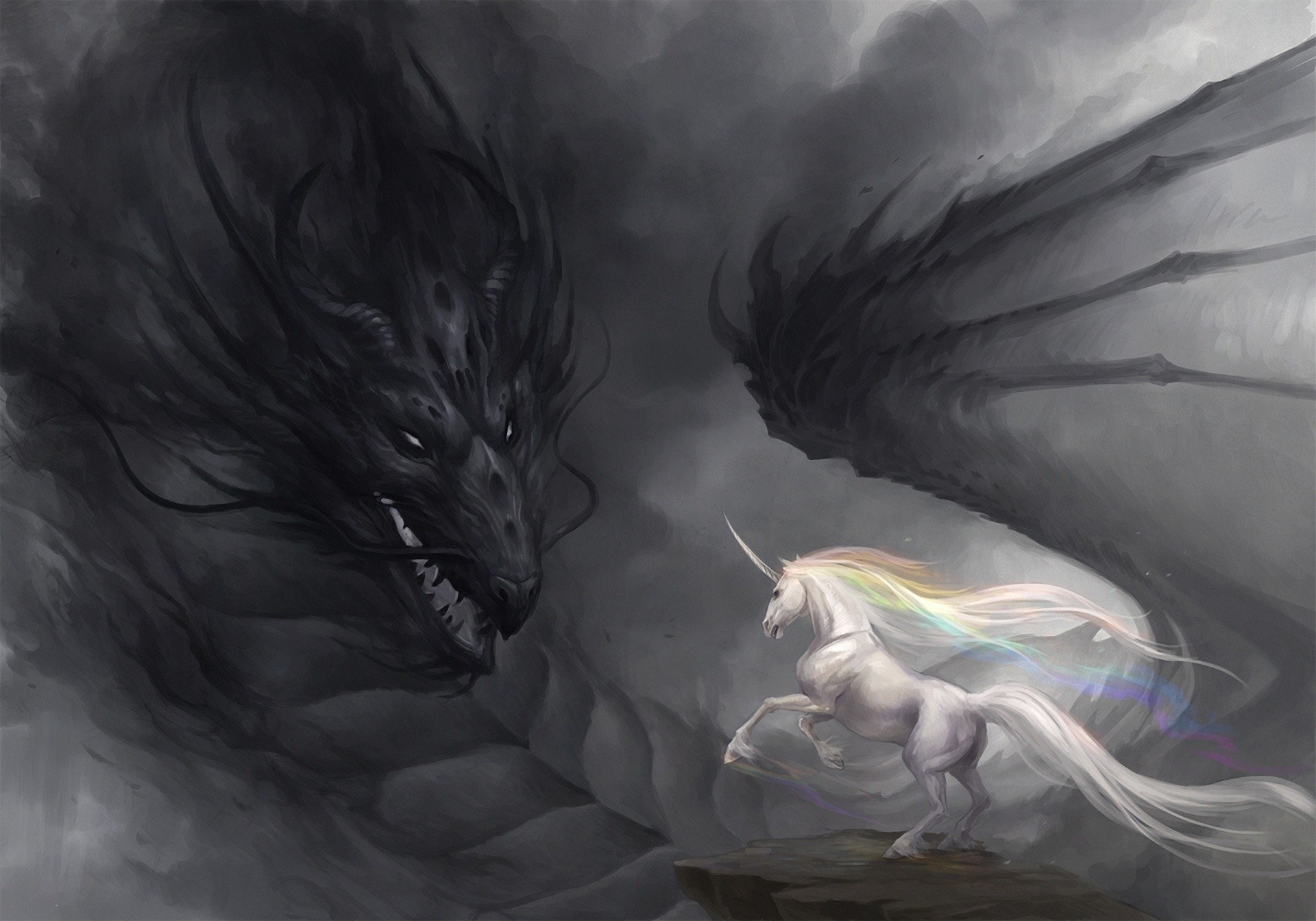Dragon Unicorns Fantasy Art Creature 1920x1344