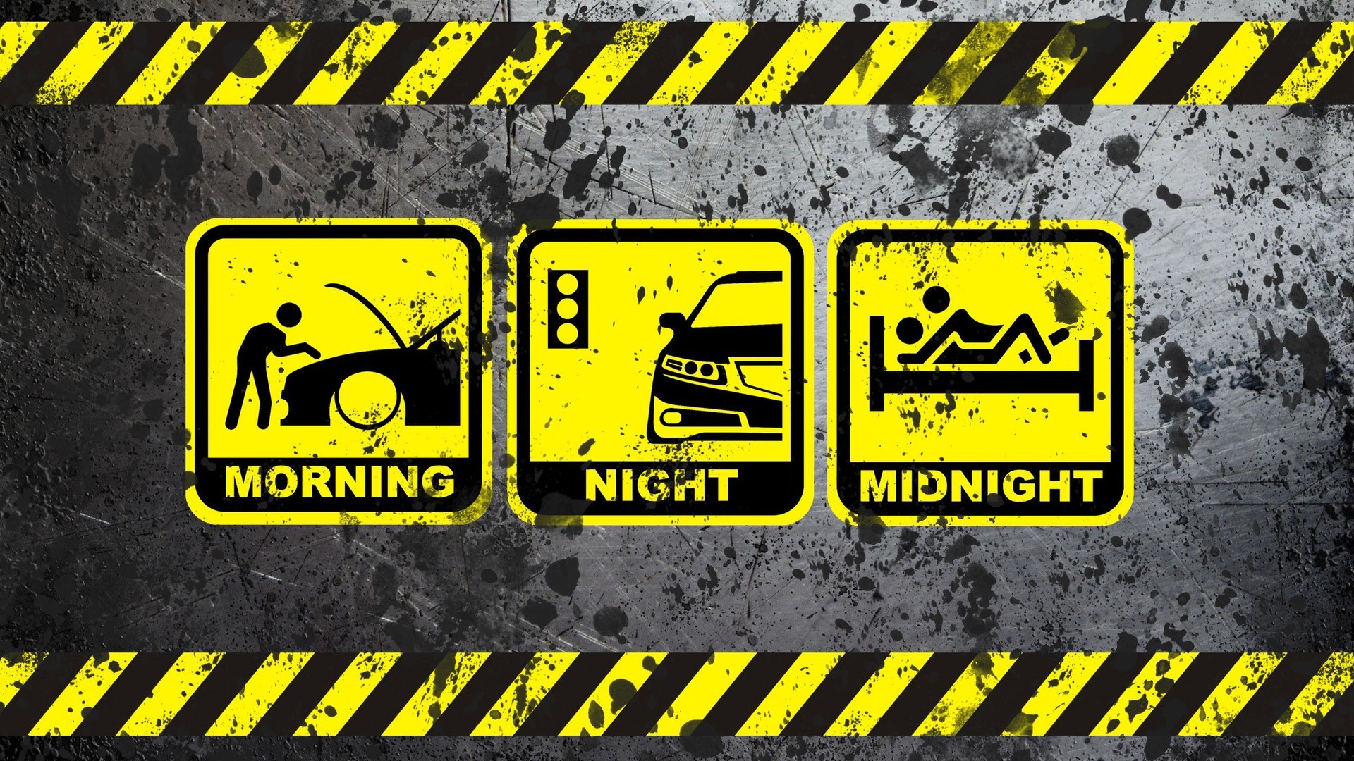 Sign Humor Texture Car Morning Night Midnight 1920x1080