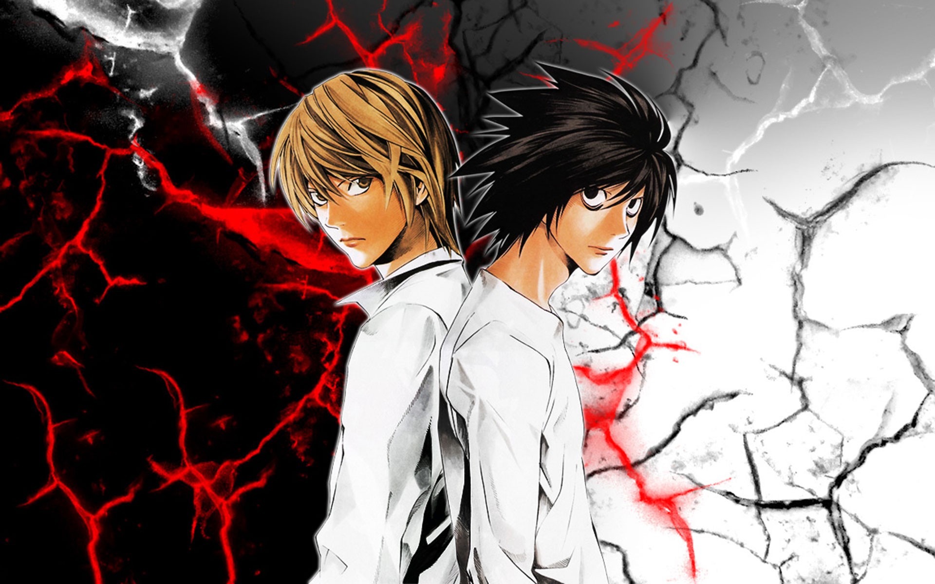Death Note Lawliet Lawsford Yagami Light Cracked 1920x1200