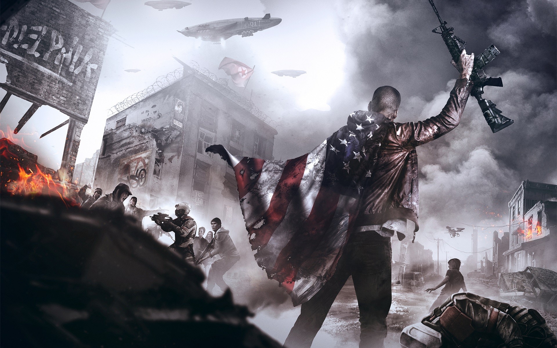 Video Games Concept Art Homefront Homefront The Revolution Weapon Flag American Flag 1920x1200