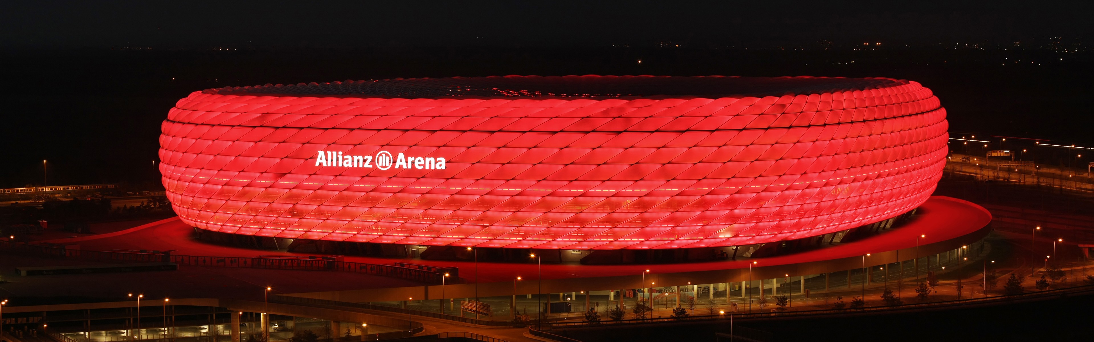Allianz Arena Stadium Night Lights FC Bayern Soccer Dual Monitors Multiple Display 3840x1200