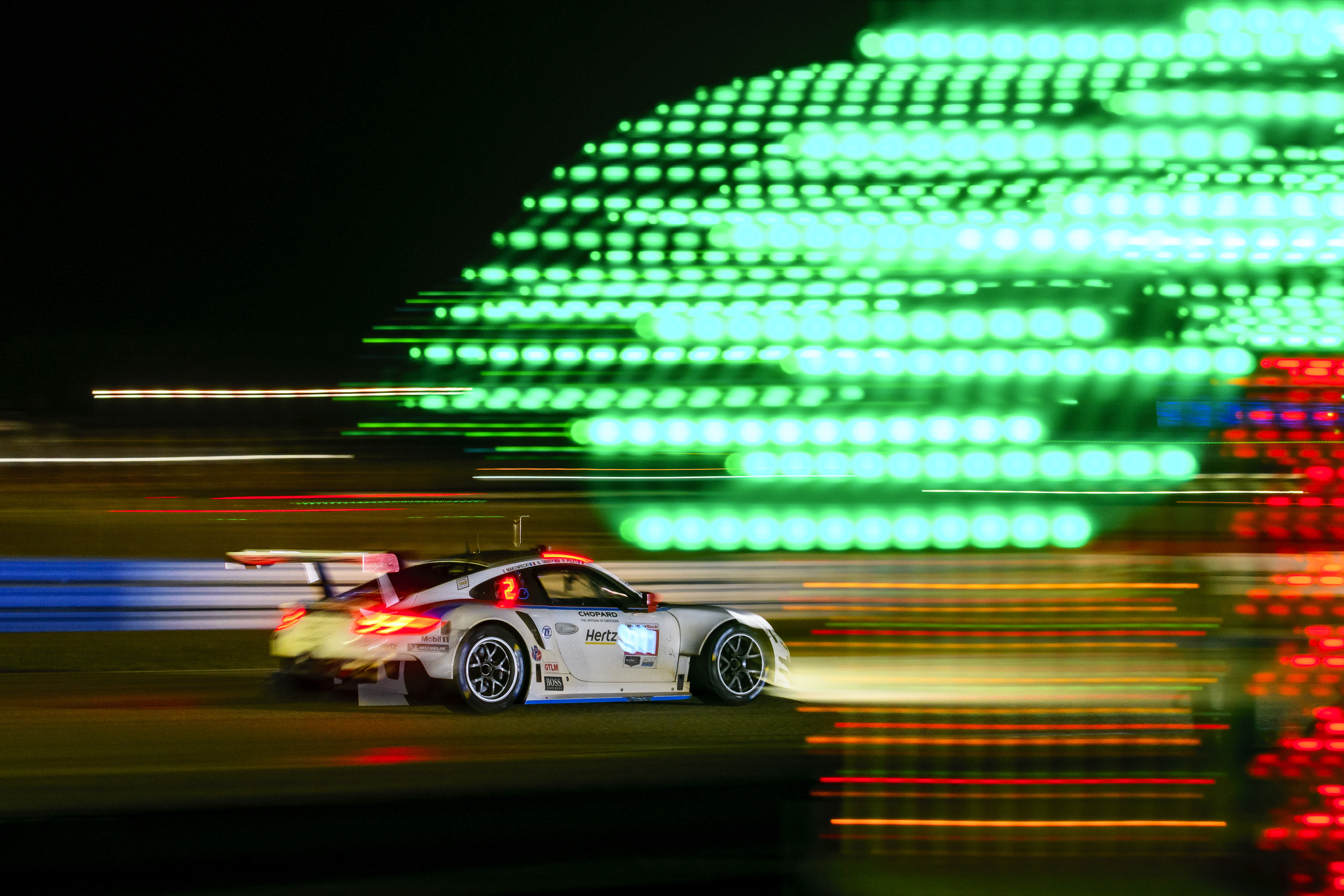 Porsche Porsche 911 RSR Lights Motion Blur Photography FiA World Endurance Championship 3600x2400