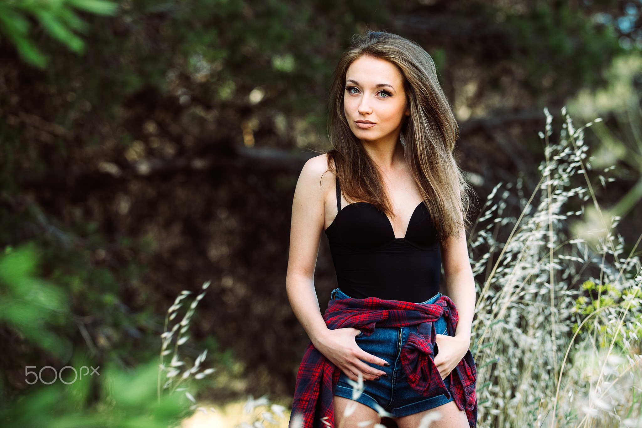 Women Shirt Portrait Women Outdoors 500px Kristina Plaid Shirt 2048x1366