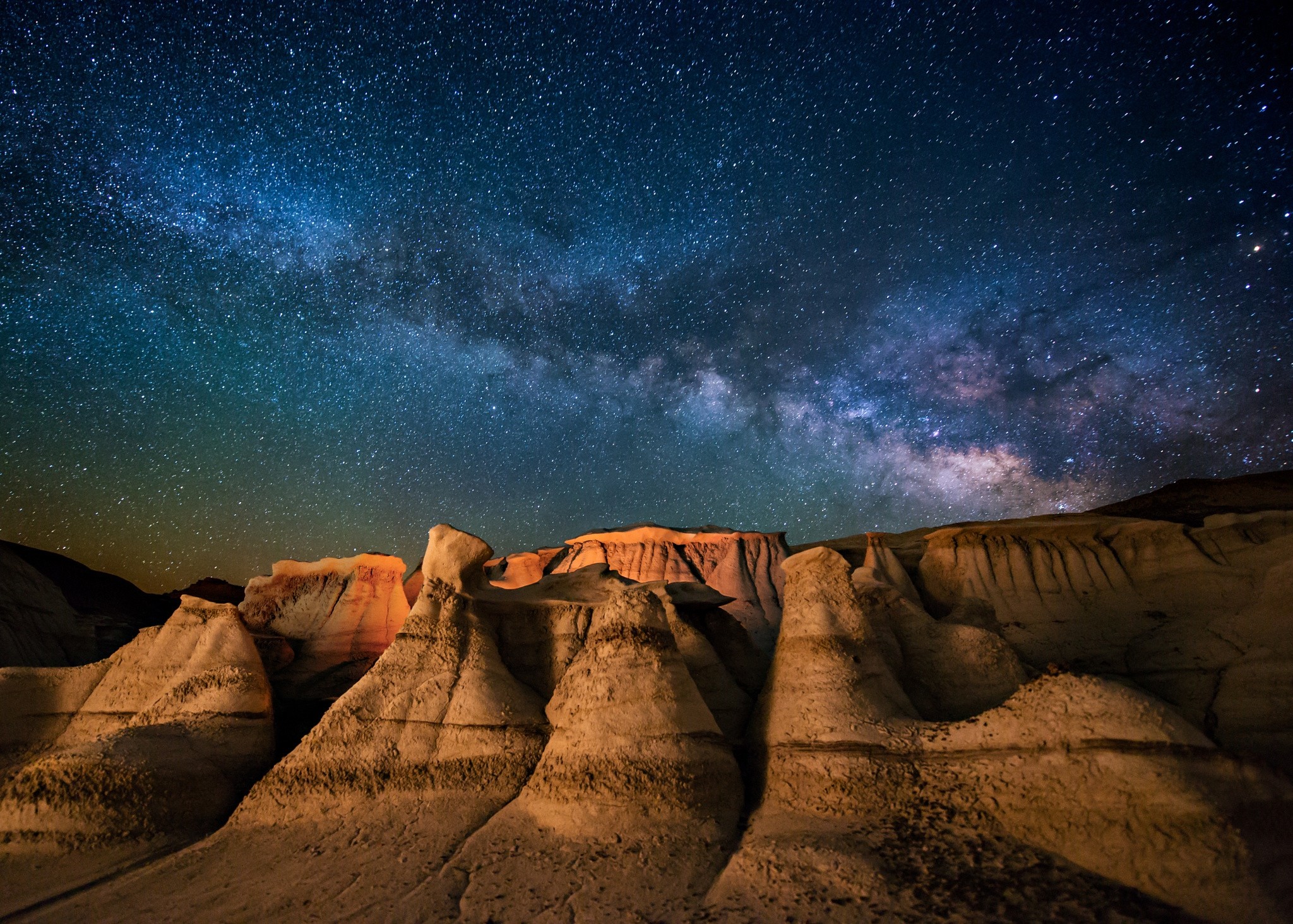 Landscape Nature Milky Way Galaxy Starry Night Desert Moonlight Long Exposure New Mexico 2048x1463
