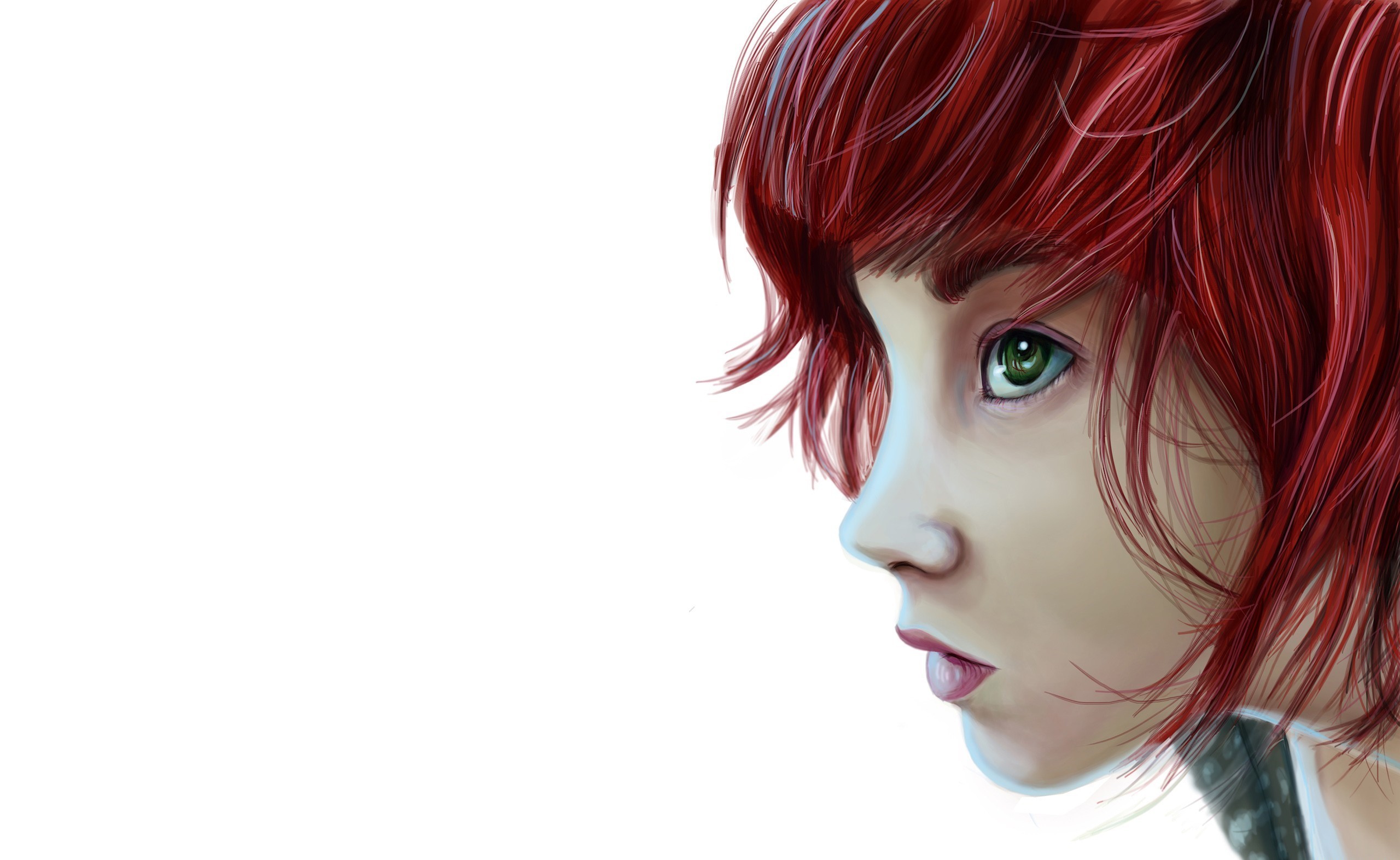 Elise Green Eyes Redhead Face Profile Women Simple Background 2560x1573