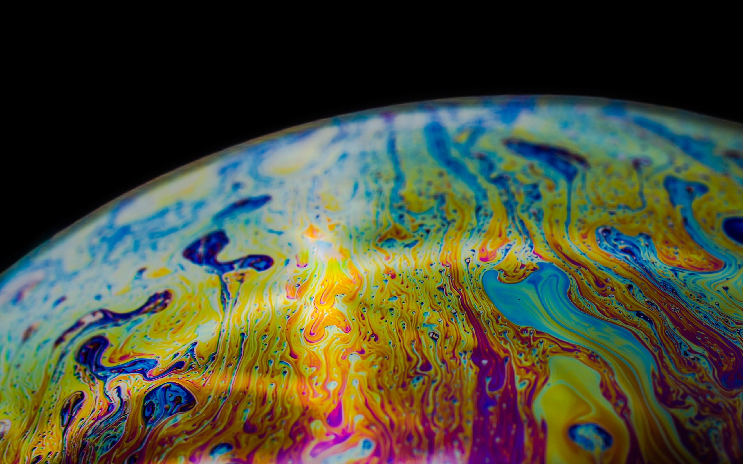 Soap Bubbles Macro Abstract Colorful Photography Black Background 2560x1600