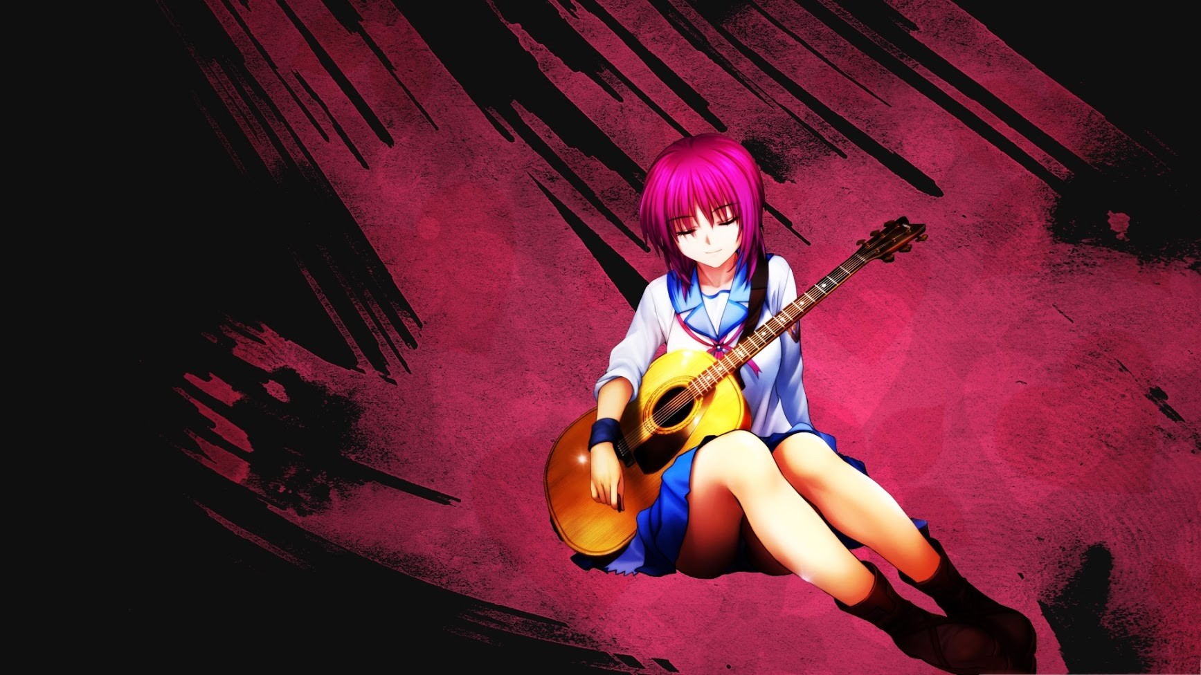 Anime Anime Girls Angel Beats School Uniform Guitar Iwasawa Masami 1735x976