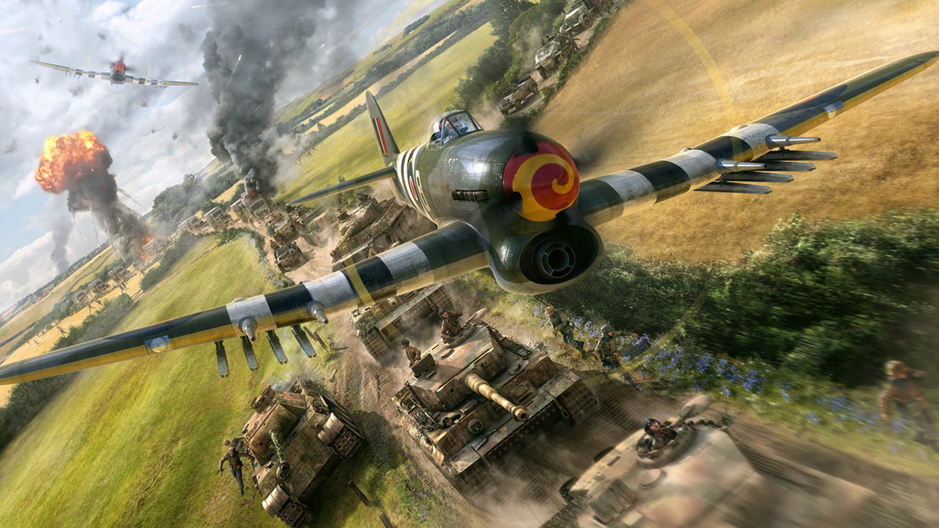 World War Ii Airplane Aircraft Hawker Typhoon Military Military Aircraft D Day 1920x1080