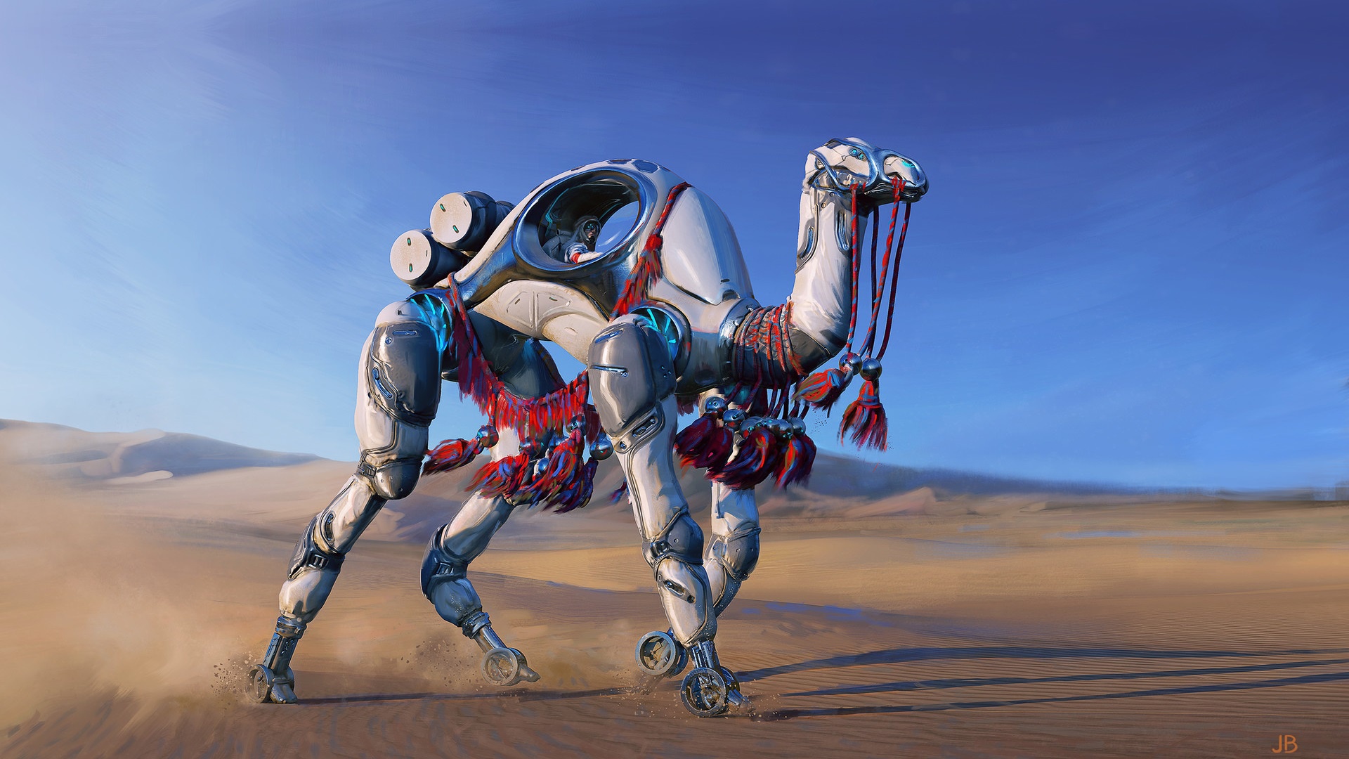 Illustration Artwork Desert Camels Digital Art Mech Animals 1920x1080