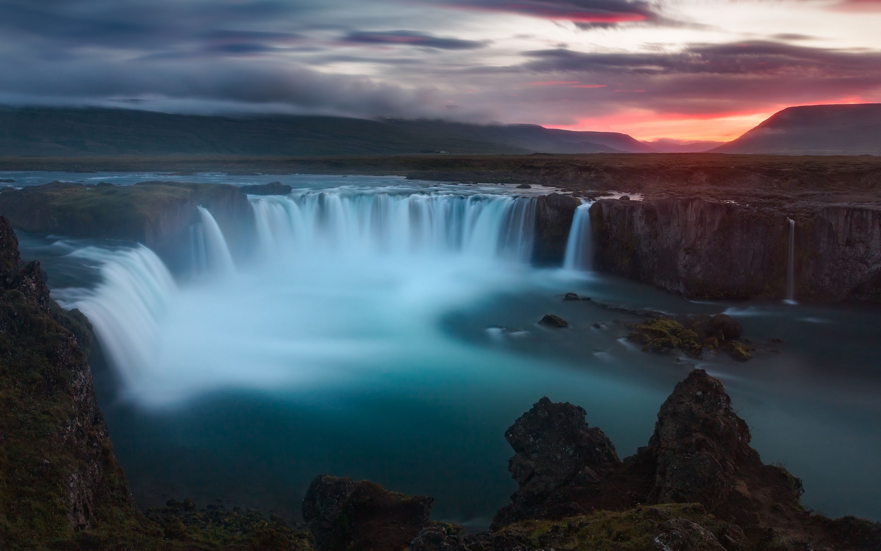 Waterfall Iceland Landscape Godafoss Falls Godafoss 2880x1800