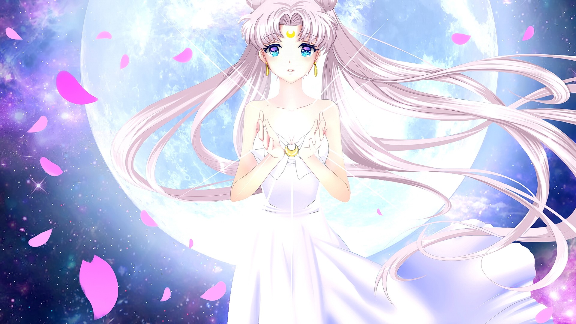 Anime Anime Girls Moon Sailor Moon Flower Petals Queen Serenity 1920x1080