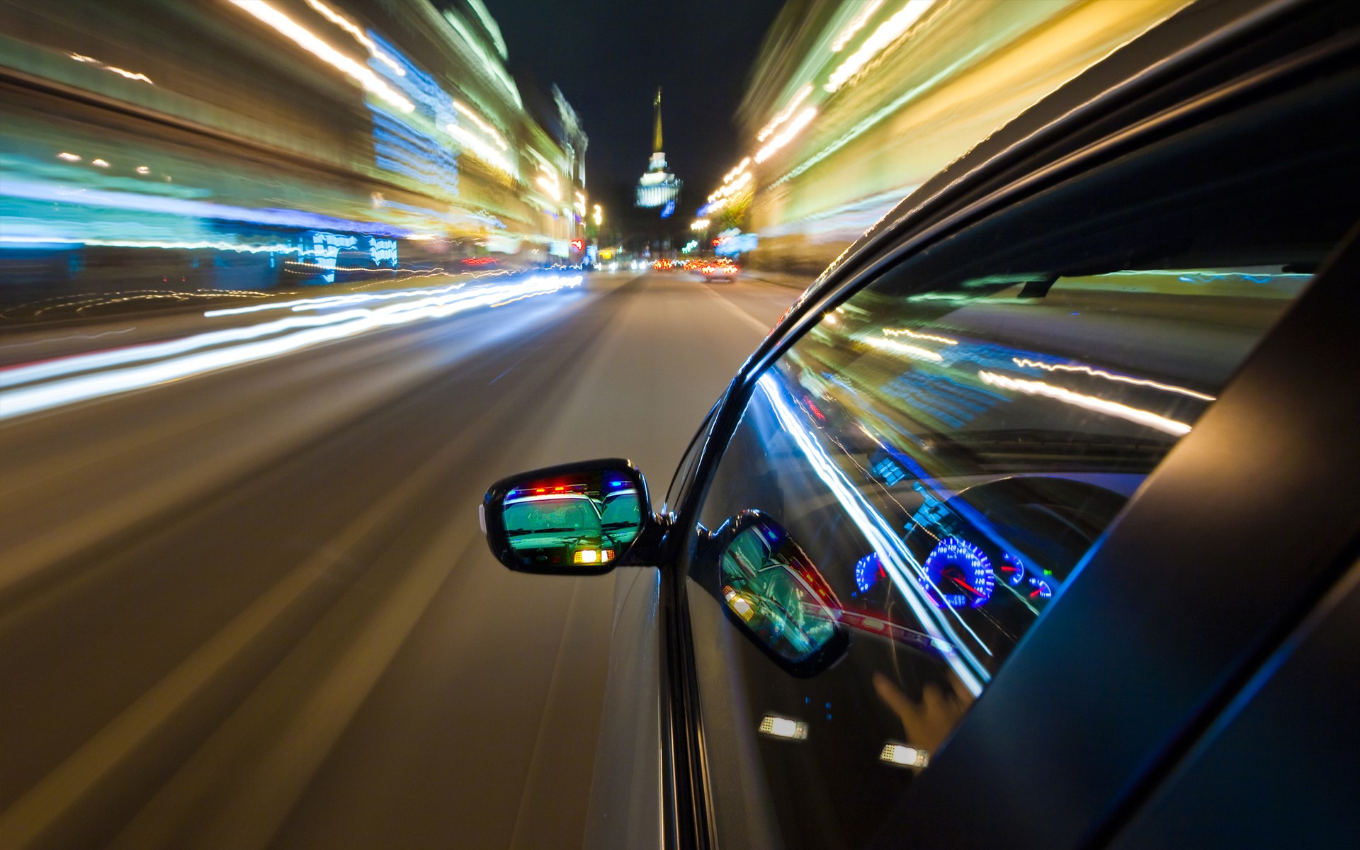 Car Motion Blur Road Light Trails Long Exposure Speedometer Pursuit 1920x1200